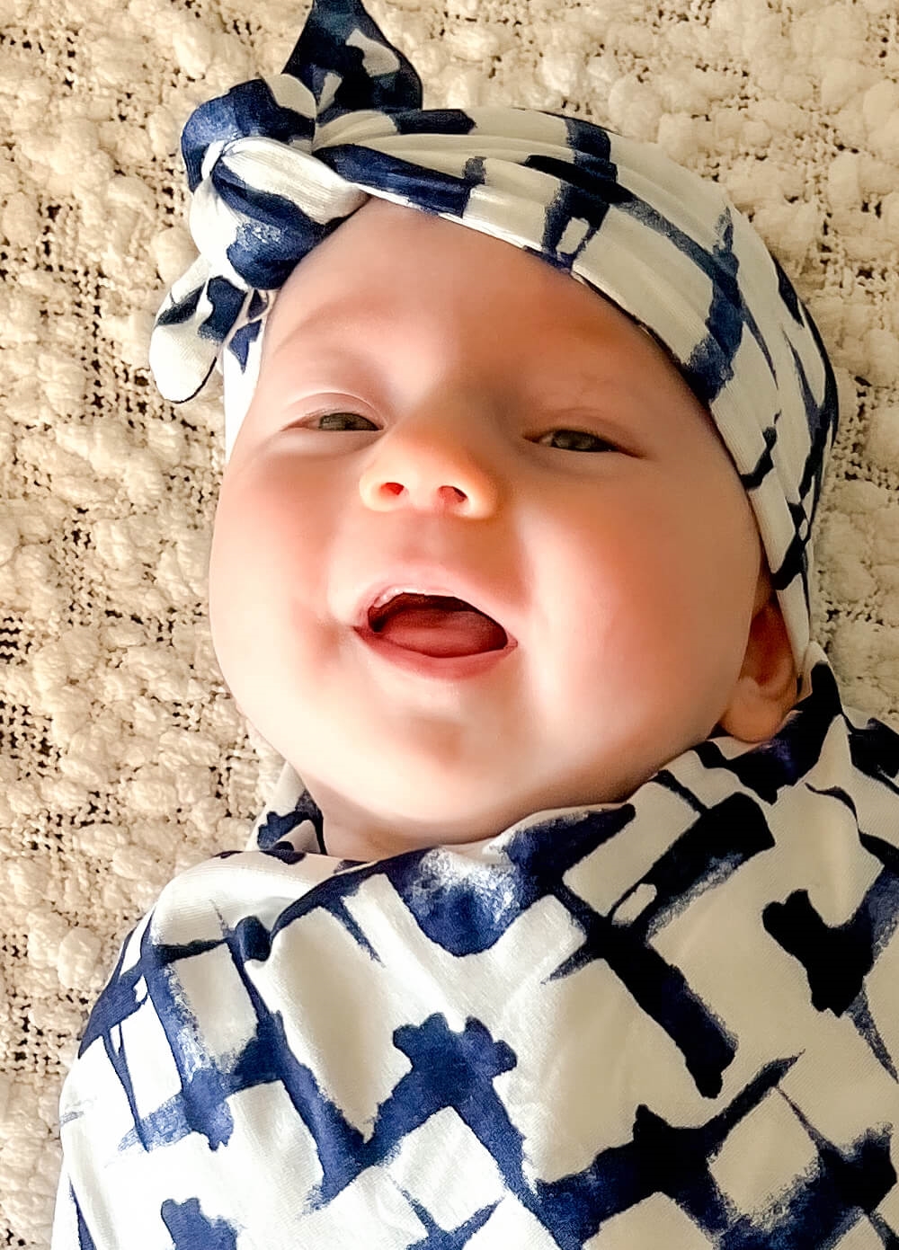 Welcome Baby - Cherish Pregnancy Robe & Swaddle Set in Navy Print