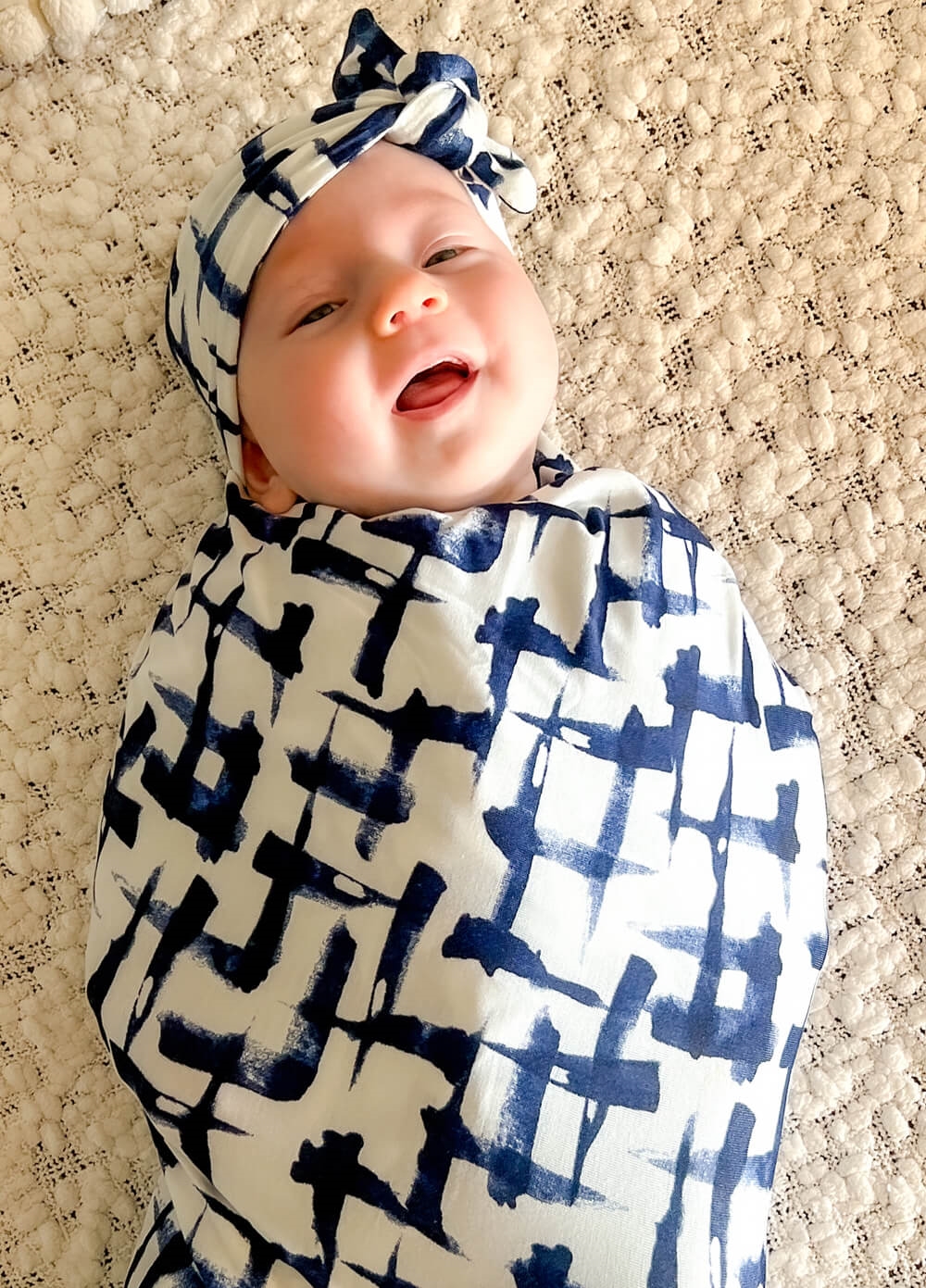 Welcome Baby - Cherish Pregnancy Robe & Swaddle Set in Navy Print