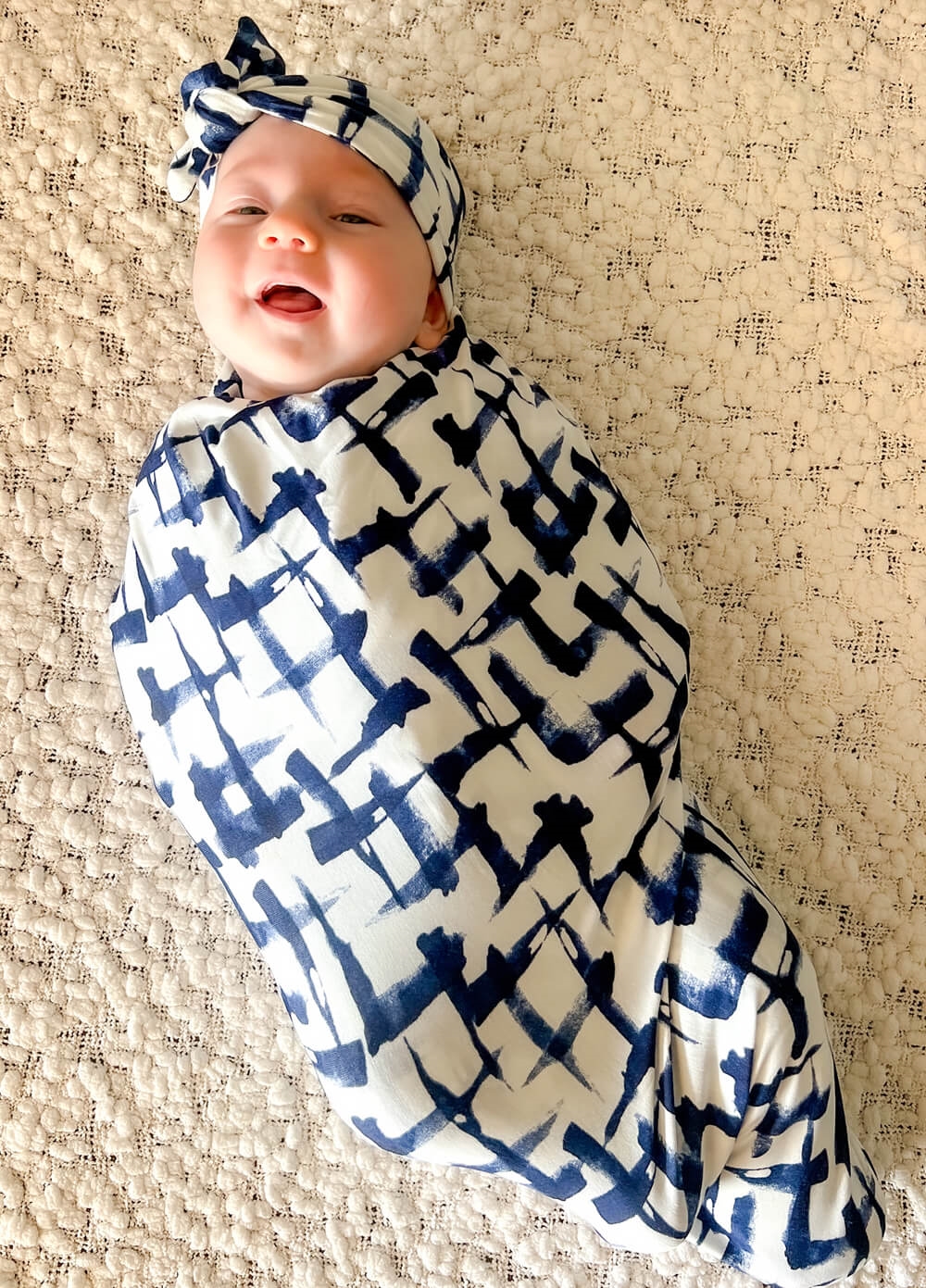 Welcome Baby - Cherish Pregnancy Robe & Swaddle Set in Navy Print
