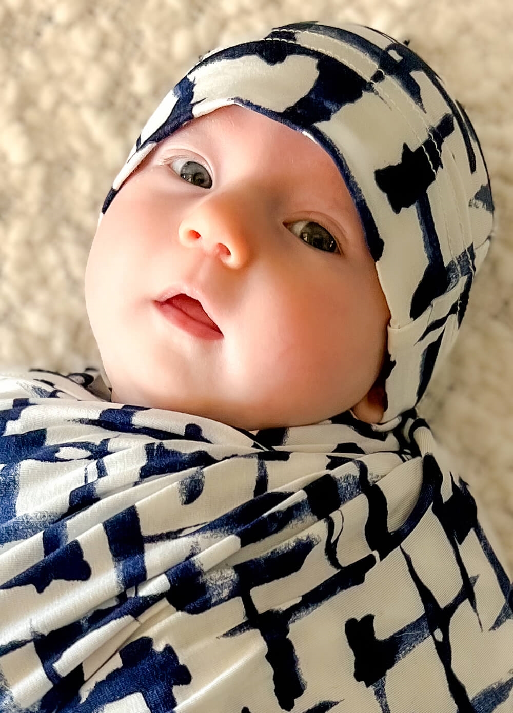 Welcome Baby - Cherish Pregnancy Robe & Swaddle Set in Navy Print