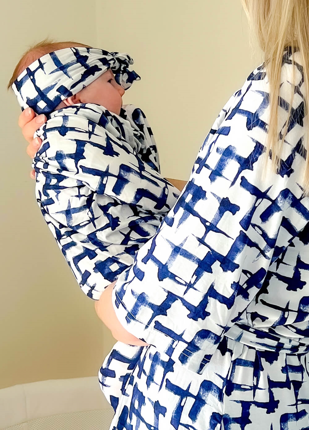 Welcome Baby - Cherish Pregnancy Robe & Swaddle Set in Navy Print