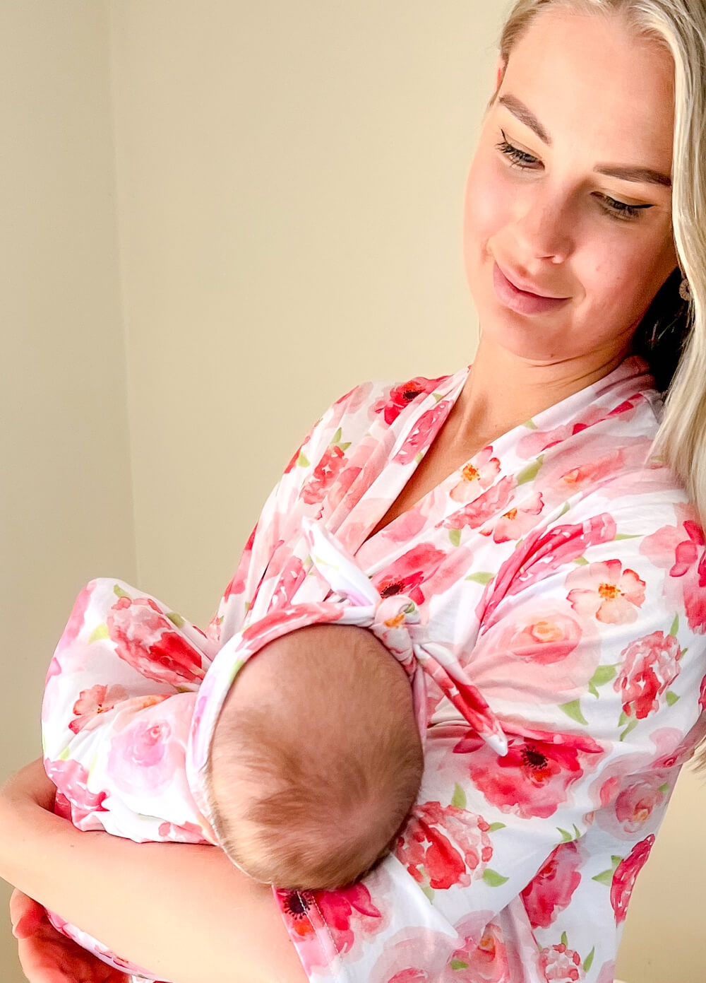 Nurture Pregnancy Robe & Baby Swaddle Set in Watercolour Floral