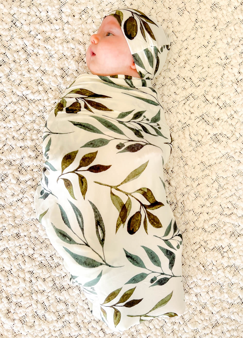 Welcome Baby - Cherish Pregnancy Robe & Swaddle Set in Leaf Print