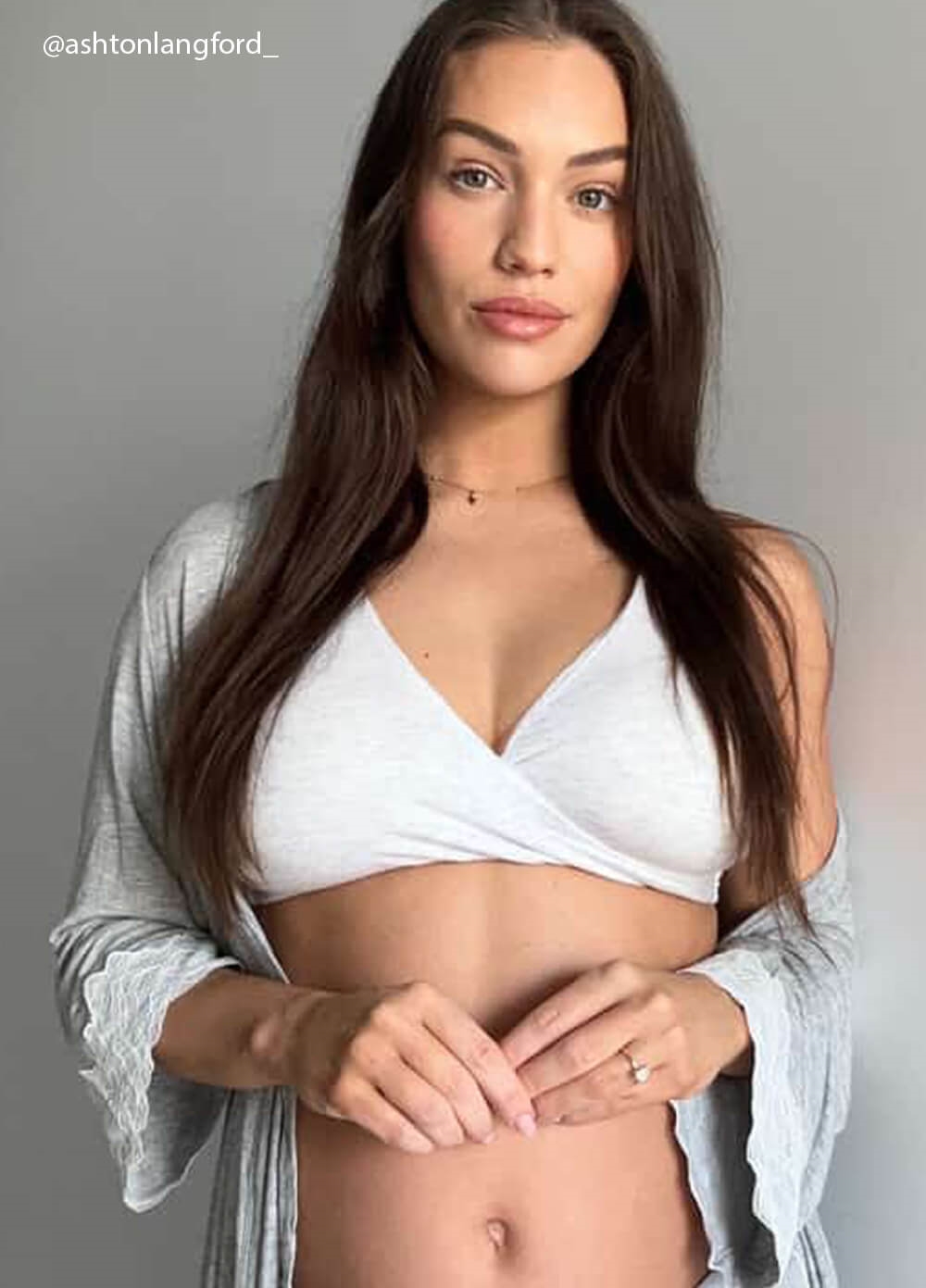Queen Bee - Sara Crossover Jersey Nursing Sleep Bra in Light Grey