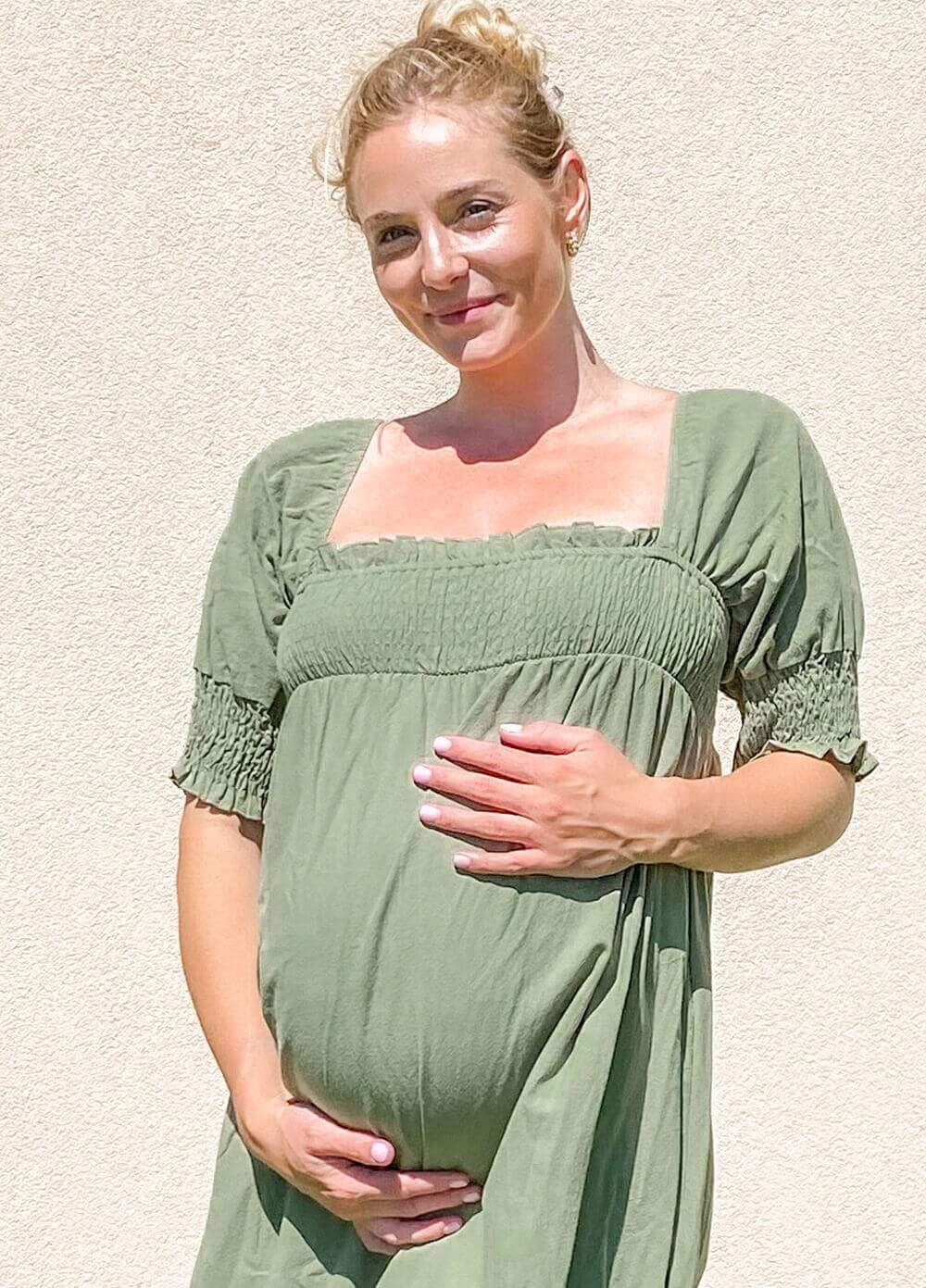 sage green maternity dress plus size Kennedy Blue Leo Maternity Bridesmaid Dress main image 0