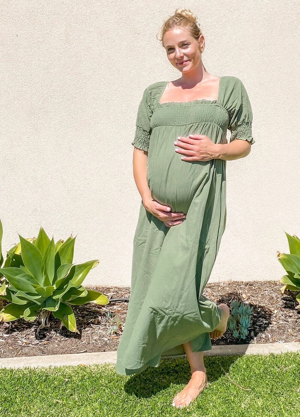 sage green pregnancy dress Emmaline Gown