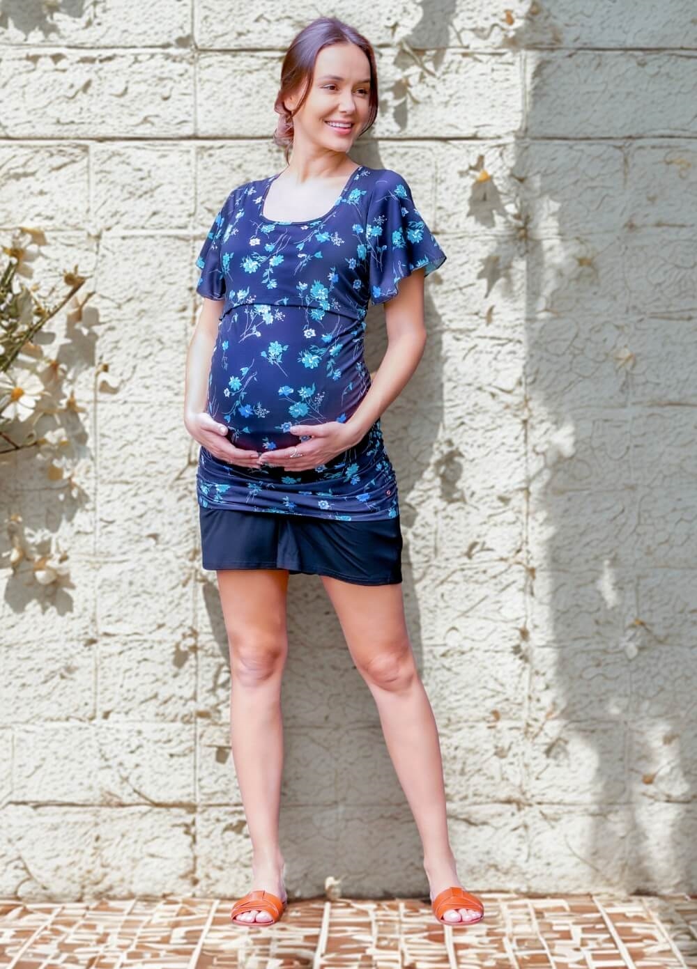 Floressa - Natasha Maternity Nursing Top in Midnight Floral