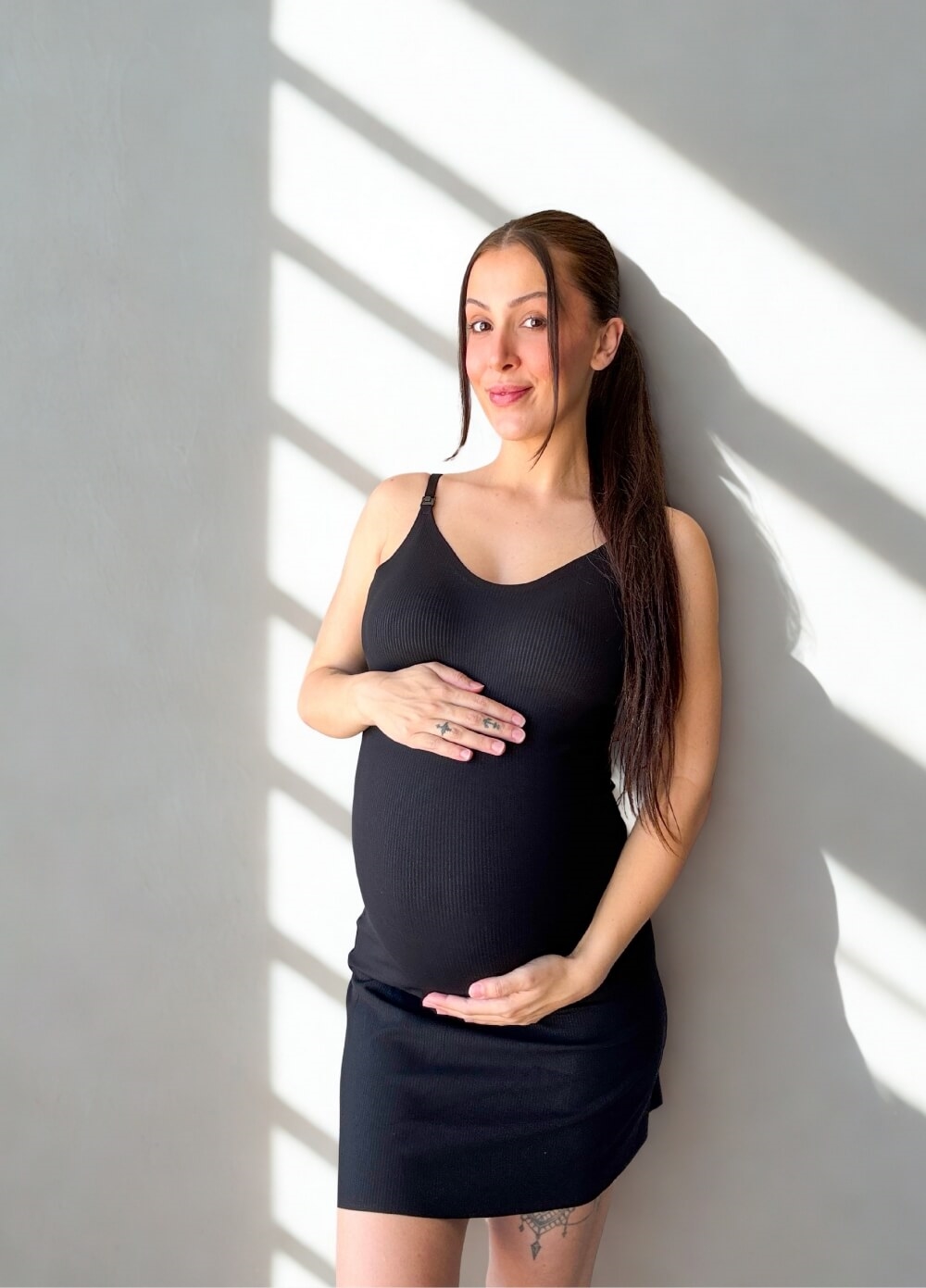 Queen Bee - Maddie Pregnancy & Nursing Slip in Black