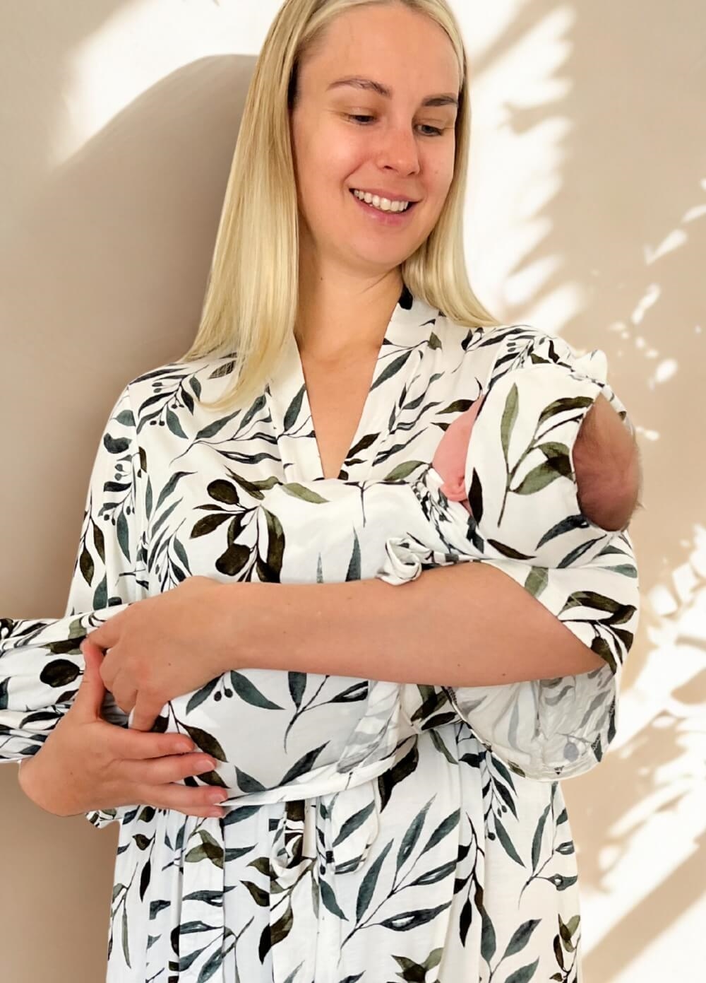 Welcome Baby - Cherish Pregnancy Robe & Swaddle Set in Leaf Print