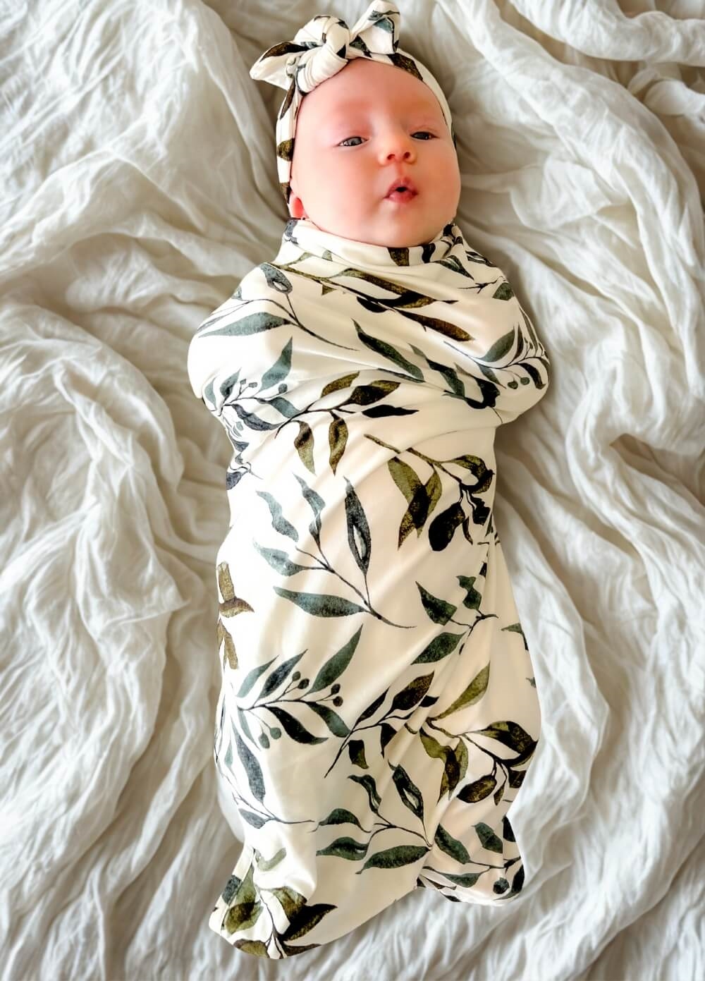Welcome Baby - Cherish Pregnancy Robe & Swaddle Set in Leaf Print