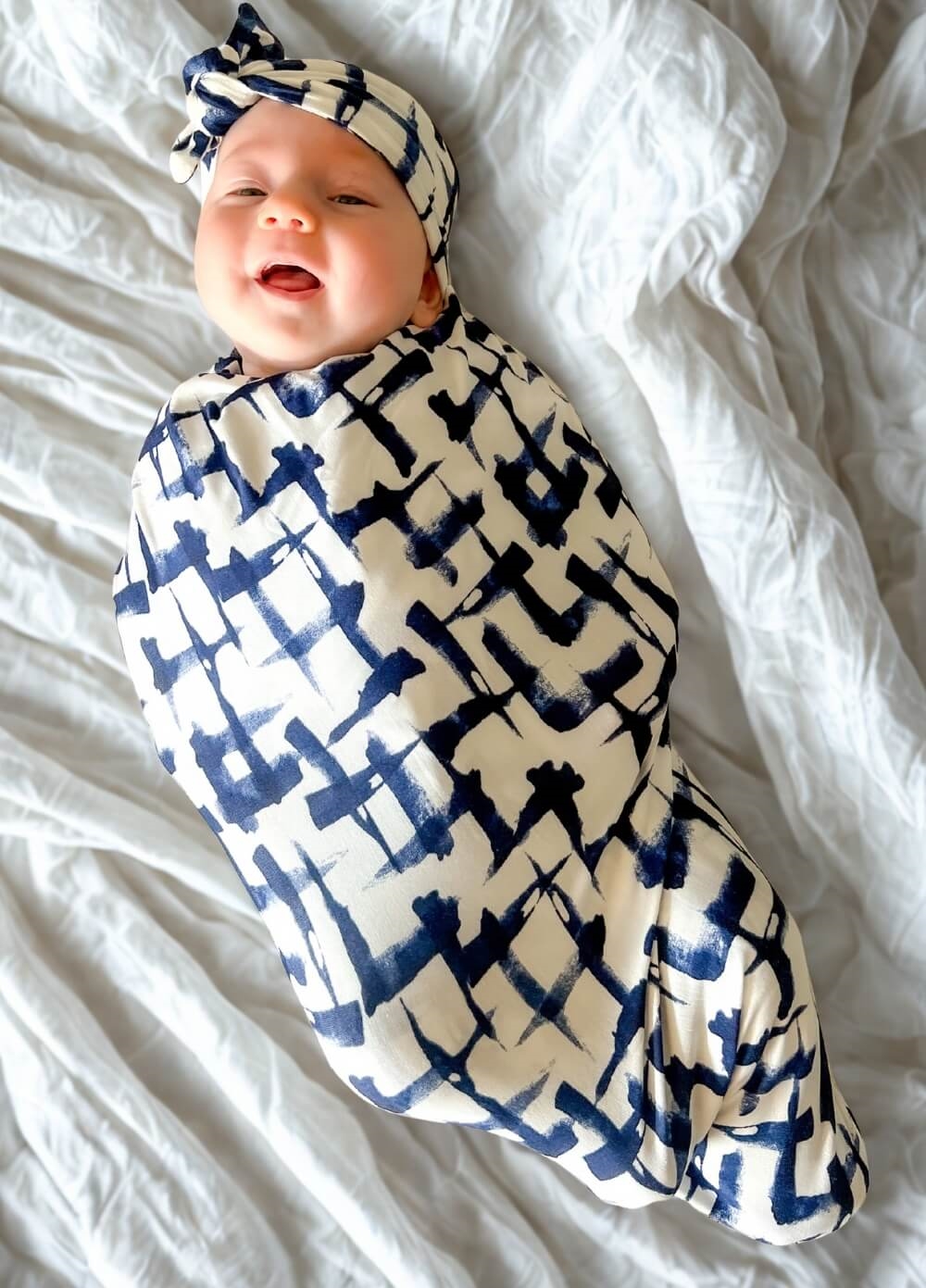 Welcome Baby - Cherish Pregnancy Robe & Swaddle Set in Navy Print