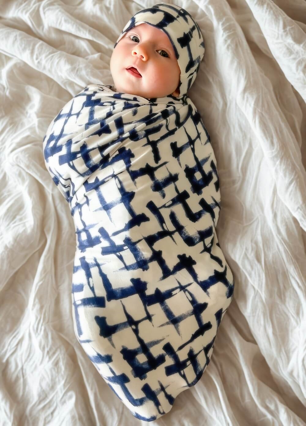 Welcome Baby - Cherish Pregnancy Robe & Swaddle Set in Navy Print