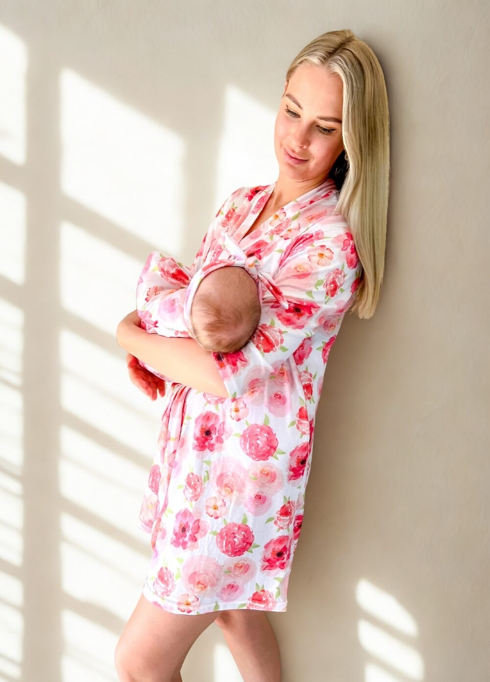 Nurture Pregnancy Robe & Baby Swaddle Set in Watercolour Floral