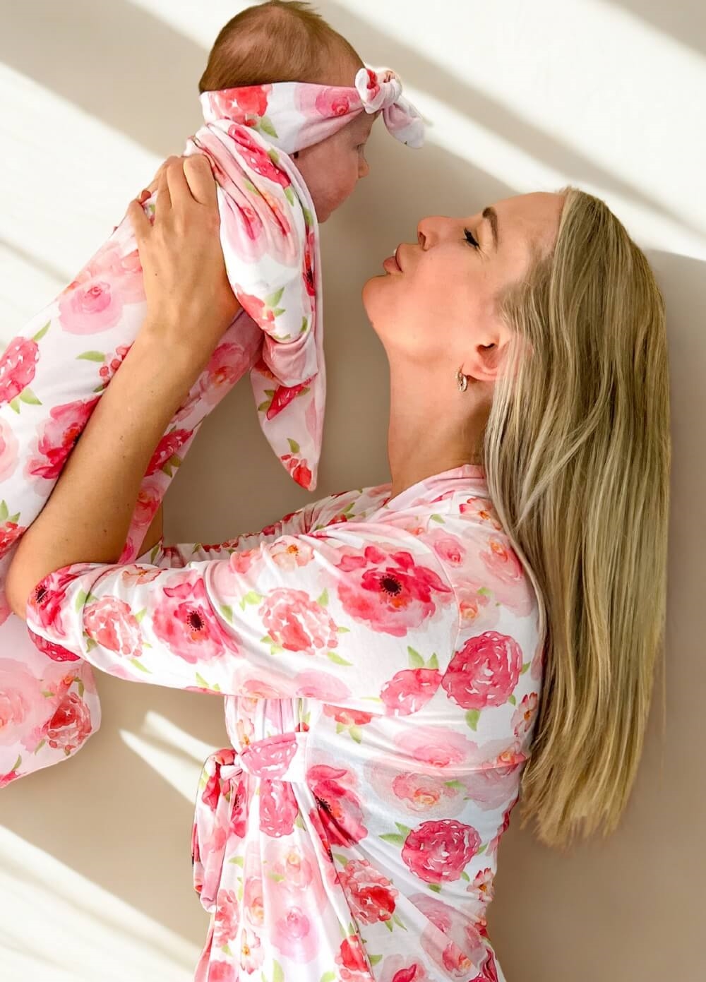 Nurture Pregnancy Robe & Baby Swaddle Set in Watercolour Floral