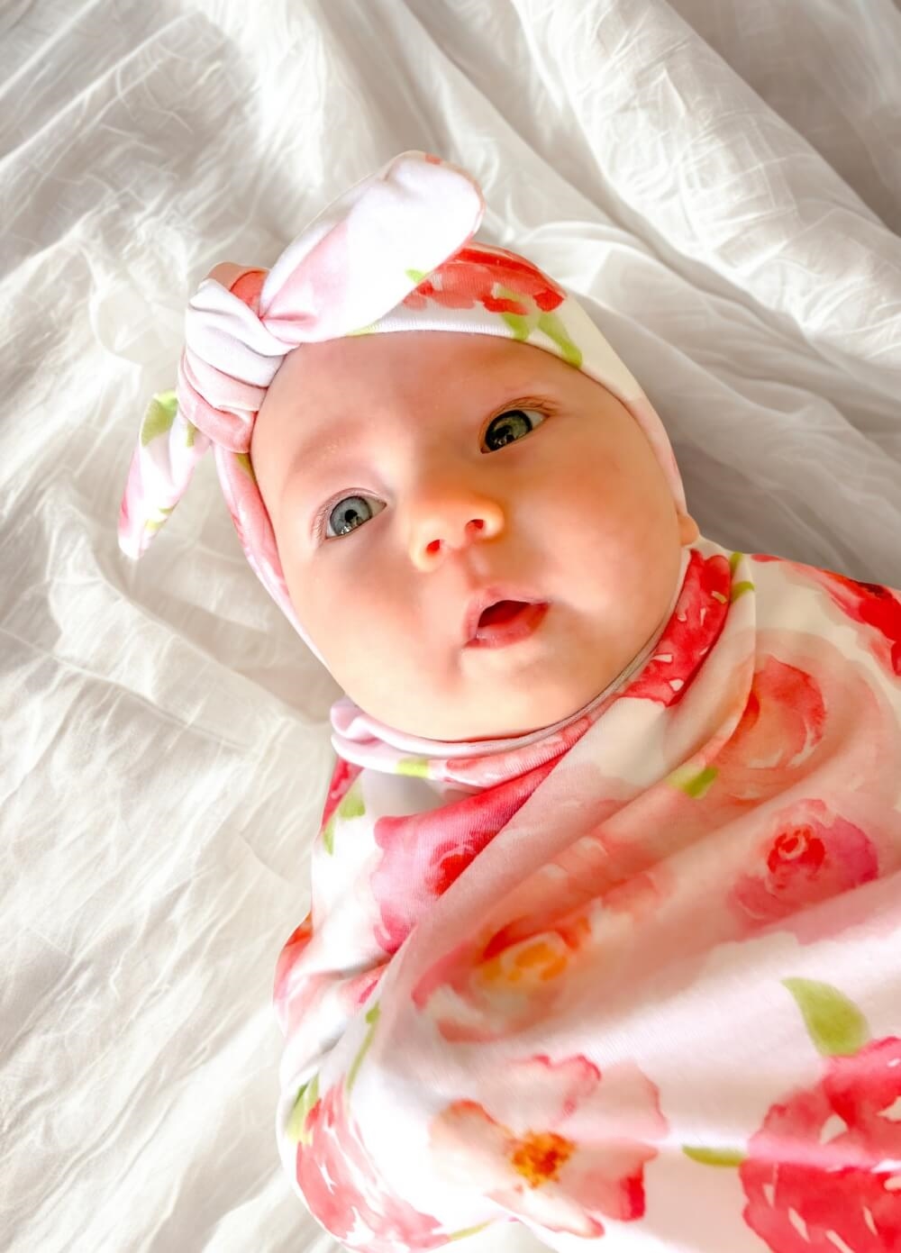 Nurture Pregnancy Robe & Baby Swaddle Set in Watercolour Floral