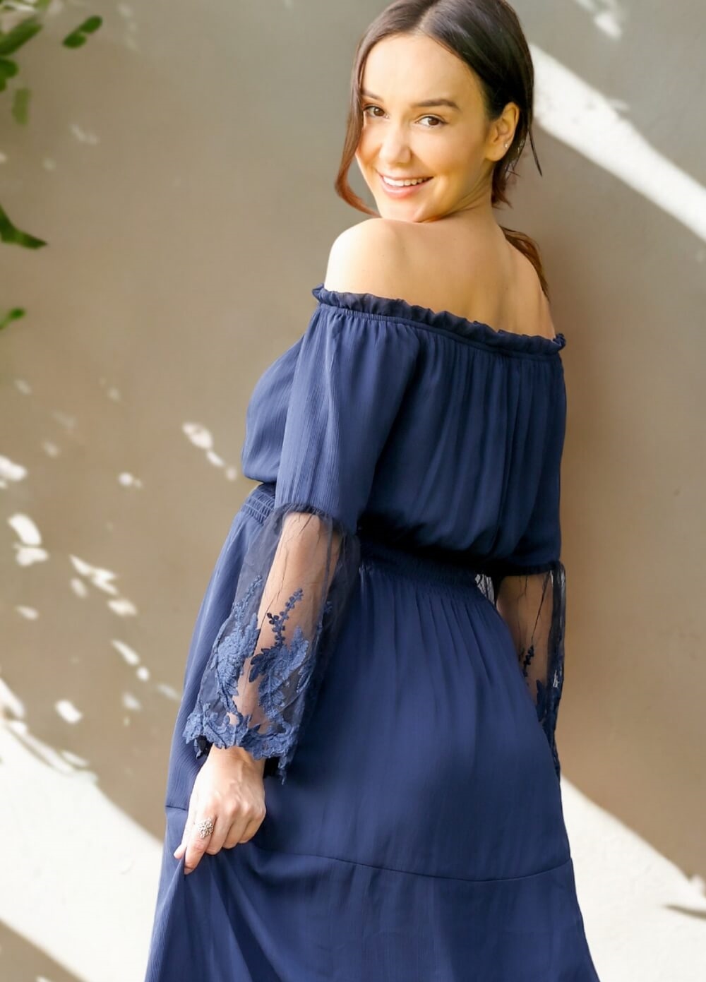 Lait & Co - Ruby-Grace Lace Sleeve Maternity Gown in Navy