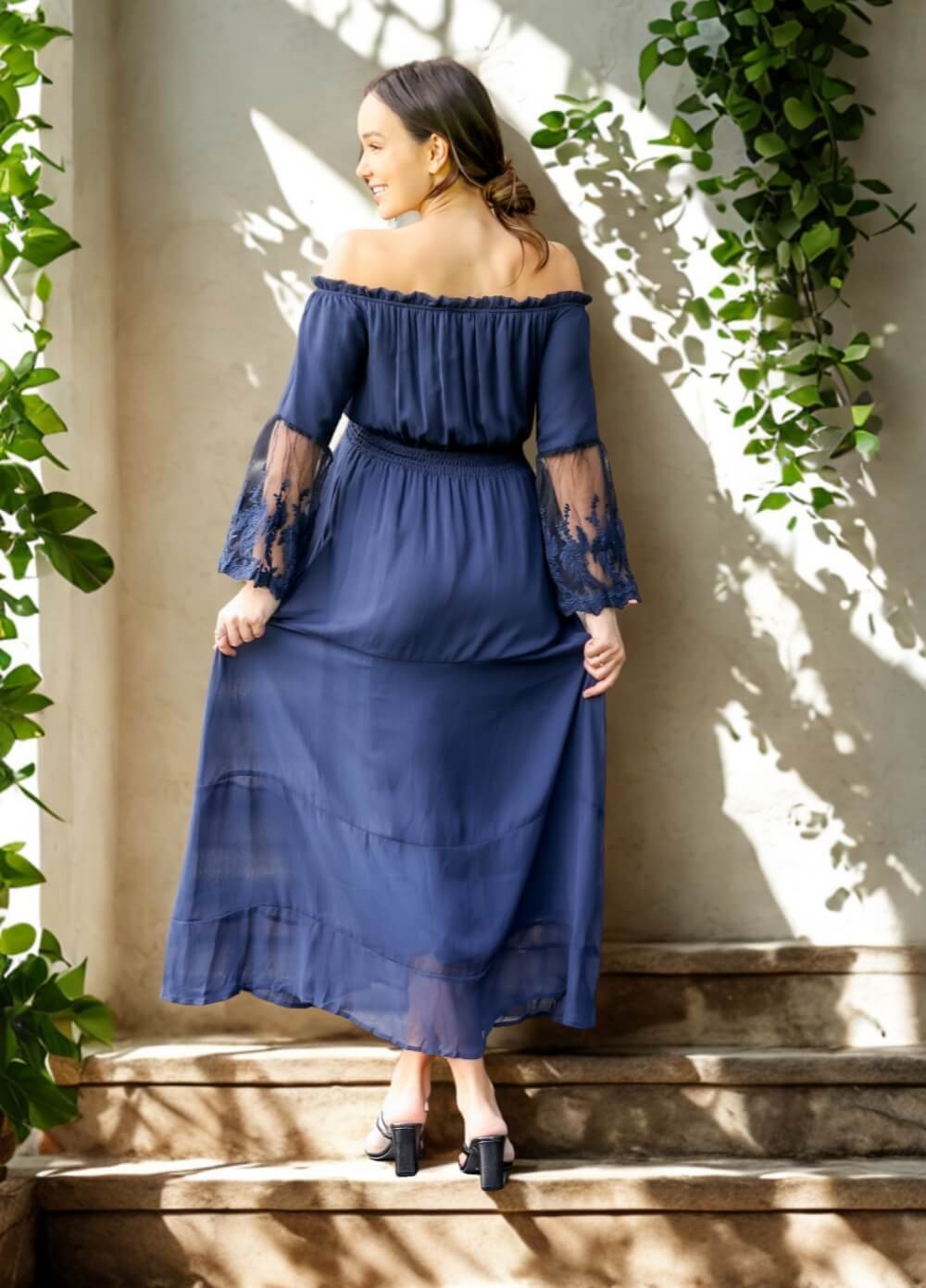 Lait & Co - Ruby-Grace Lace Sleeve Maternity Gown in Navy