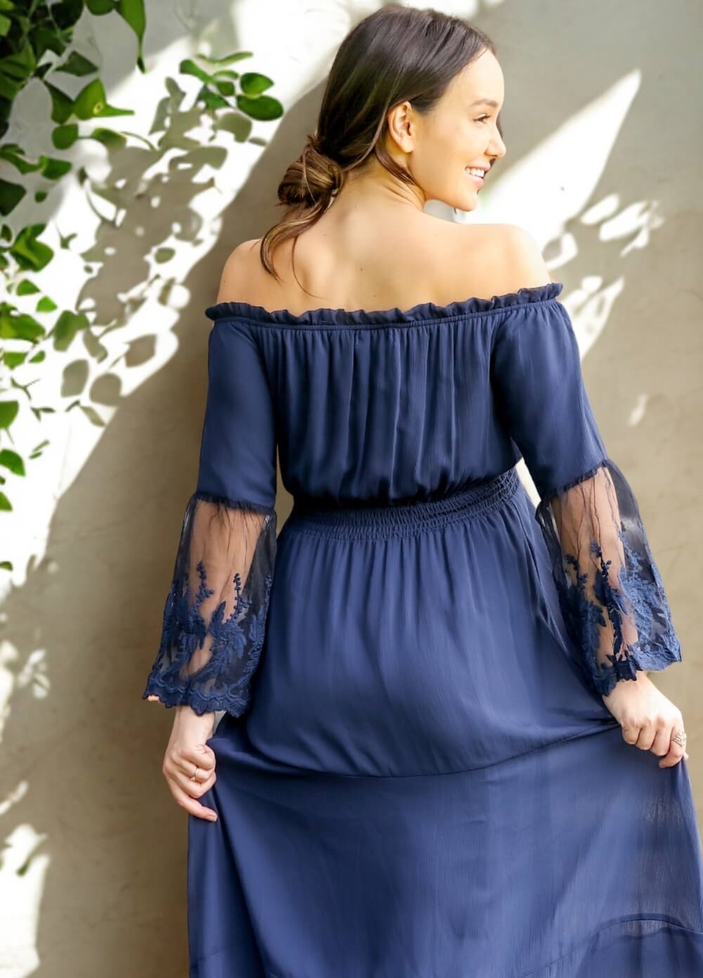 Lait & Co - Ruby-Grace Lace Sleeve Maternity Gown in Navy