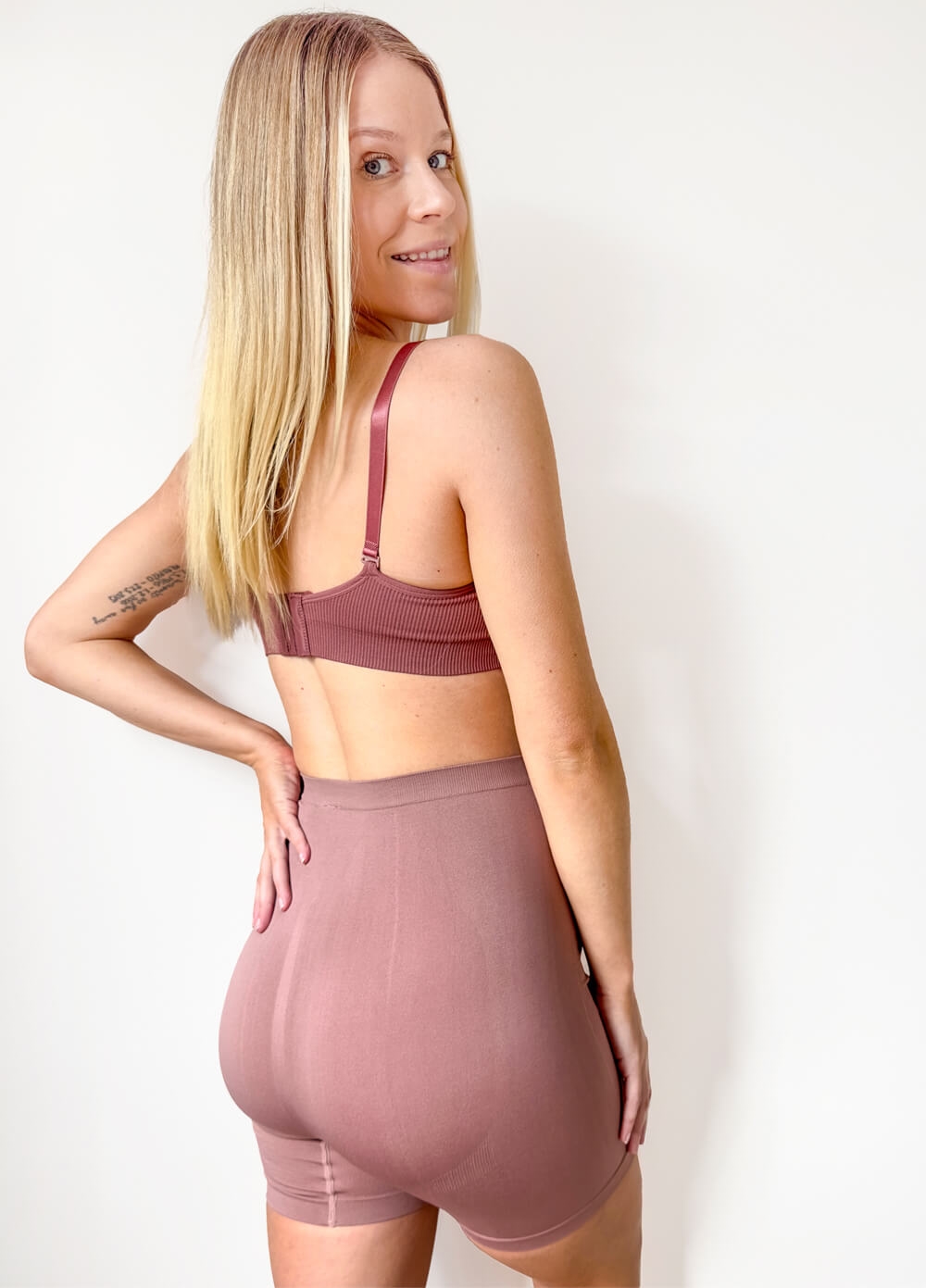 Becky Anti Chafing Maternity Shorts in Rosy Brown | Queen Bee