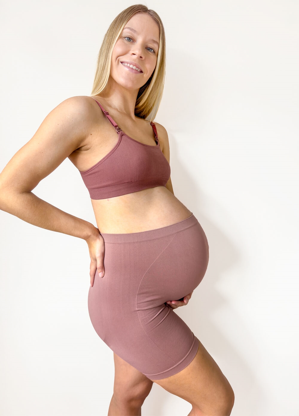 Becky Anti Chafing Maternity Shorts in Rosy Brown | Queen Bee