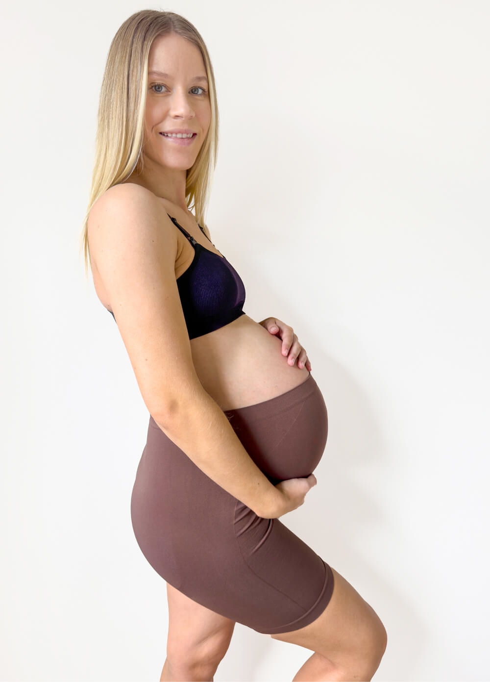Becky Anti Chafing Maternity Shorts in Dark Brown | Queen Bee