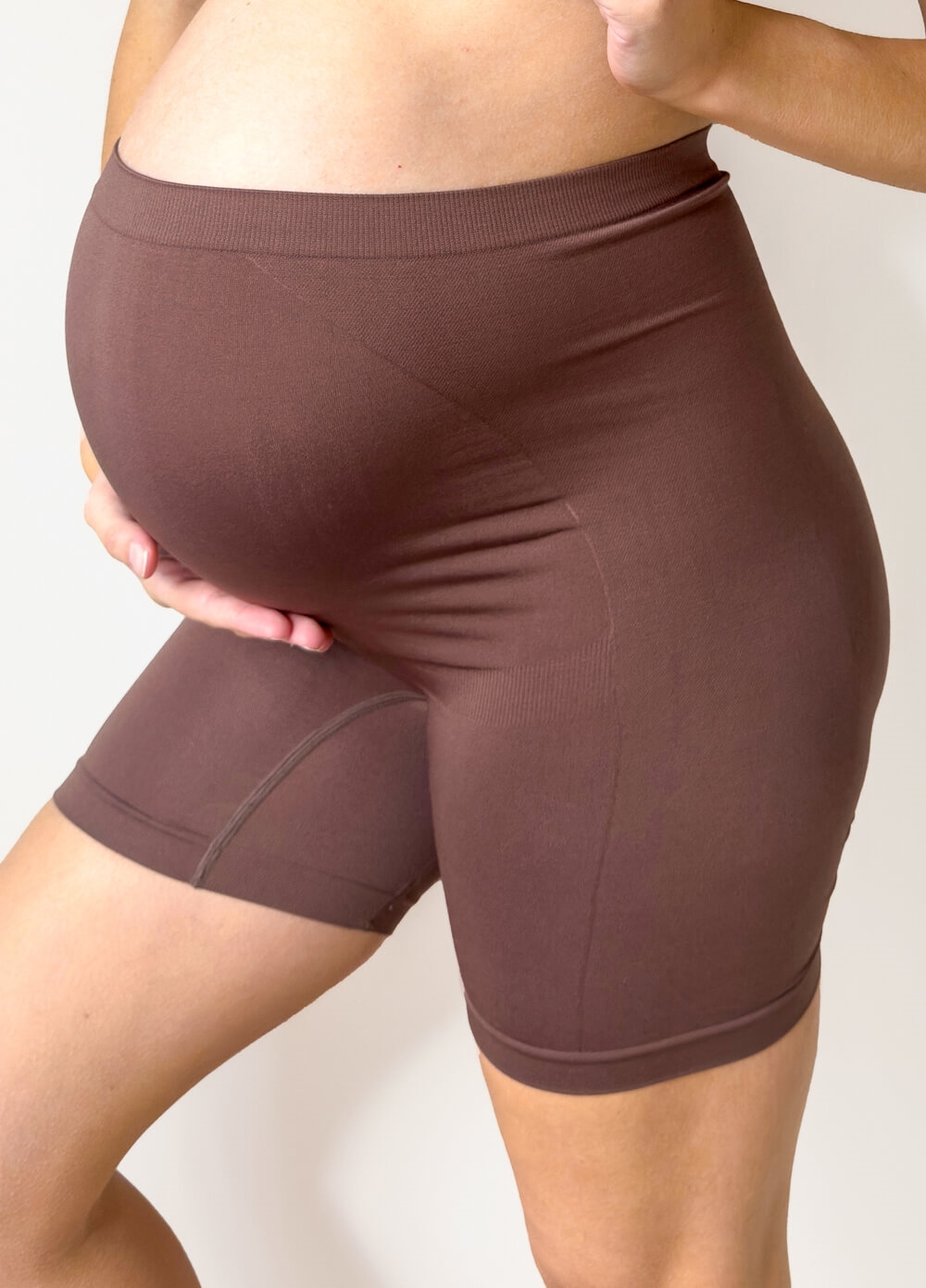 Becky Anti Chafing Maternity Shorts in Dark Brown | Queen Bee