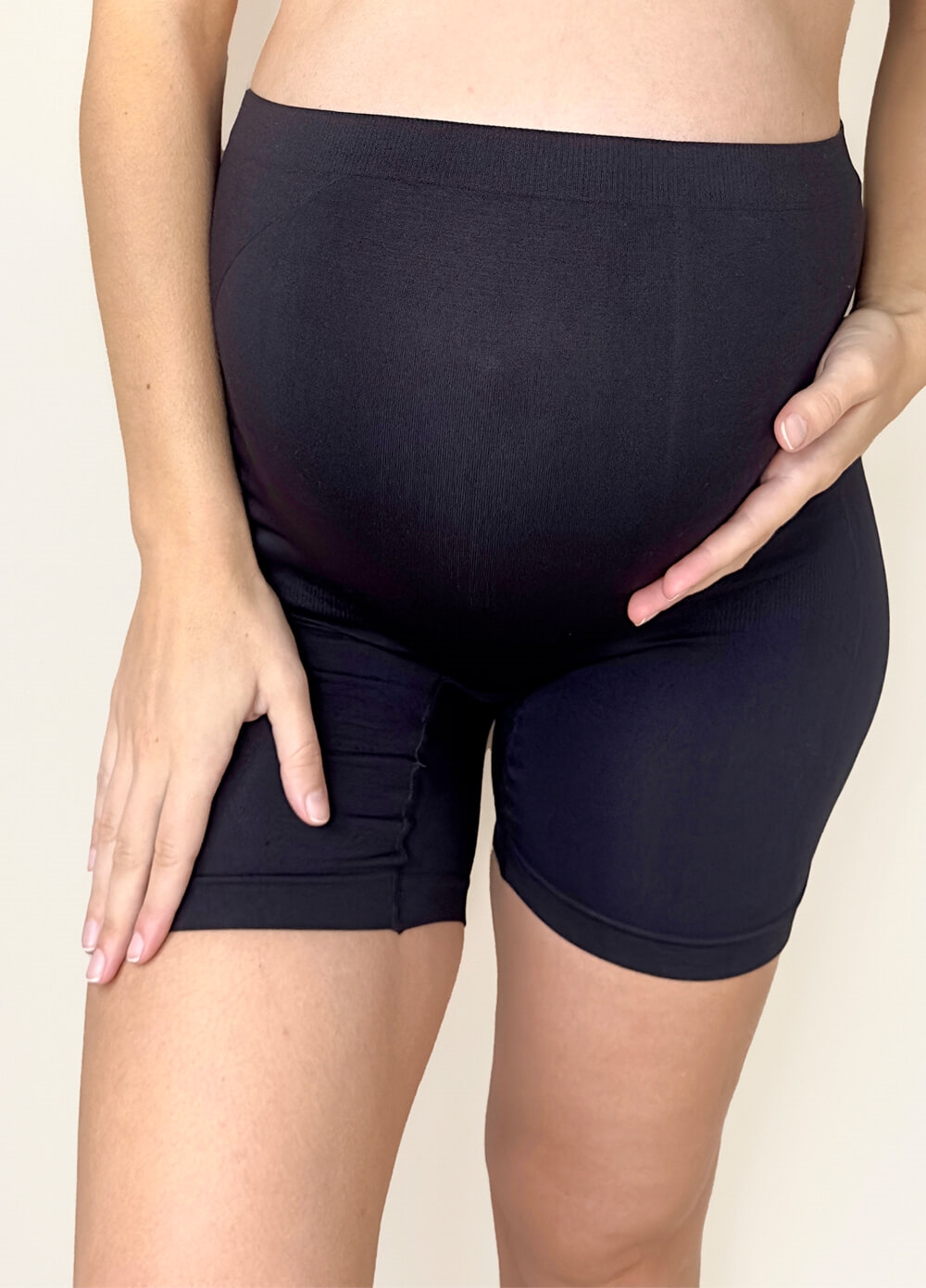 Becky Anti Chafing Maternity Shorts in Black | Queen Bee