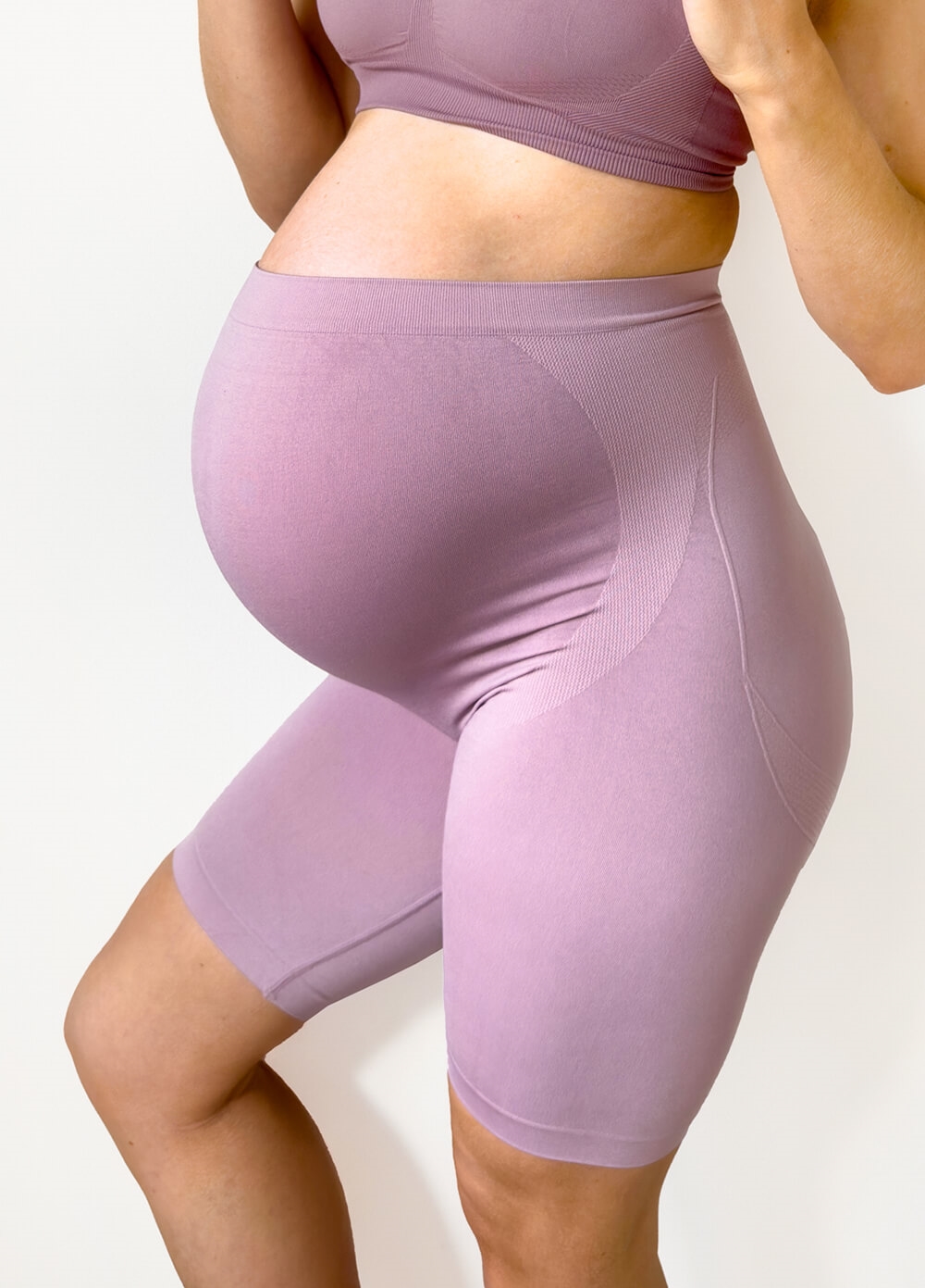 Emmy Smoothing Maternity Shorts in Dusky Rose | Queen Bee