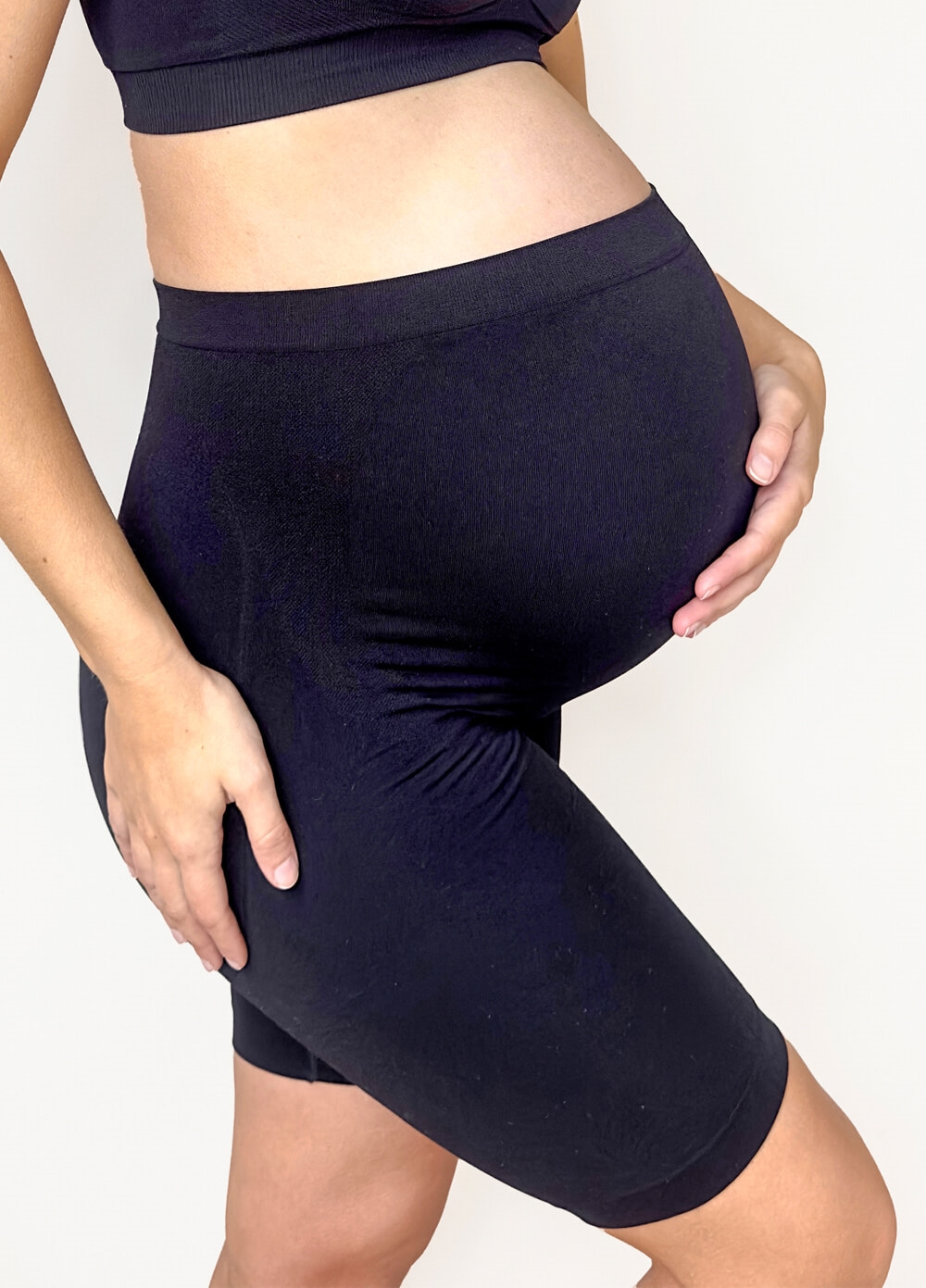 Emmy Smoothing Maternity Shorts in Black | Queen Bee