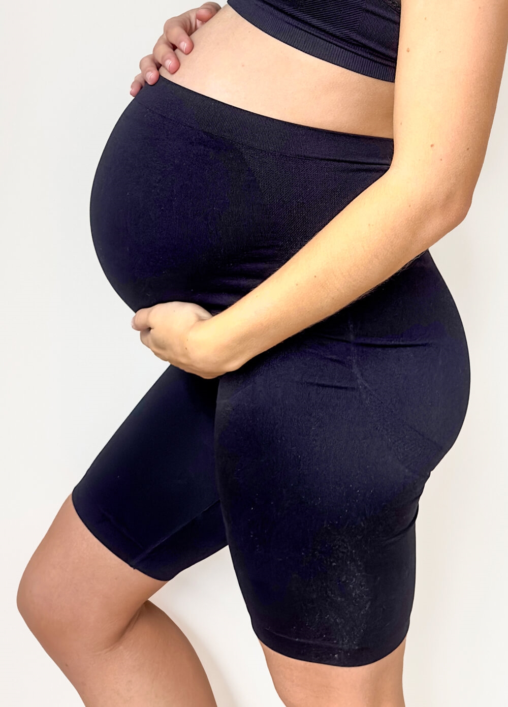 Emmy Smoothing Maternity Shorts in Black | Queen Bee