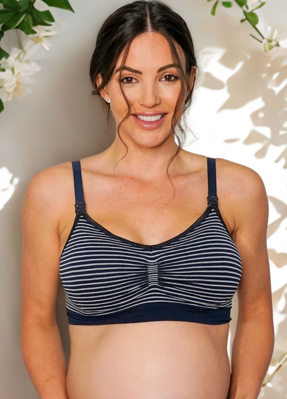 Queen Bee - Savannah Seamless Maternity Nursing Bra - Navy Stripe