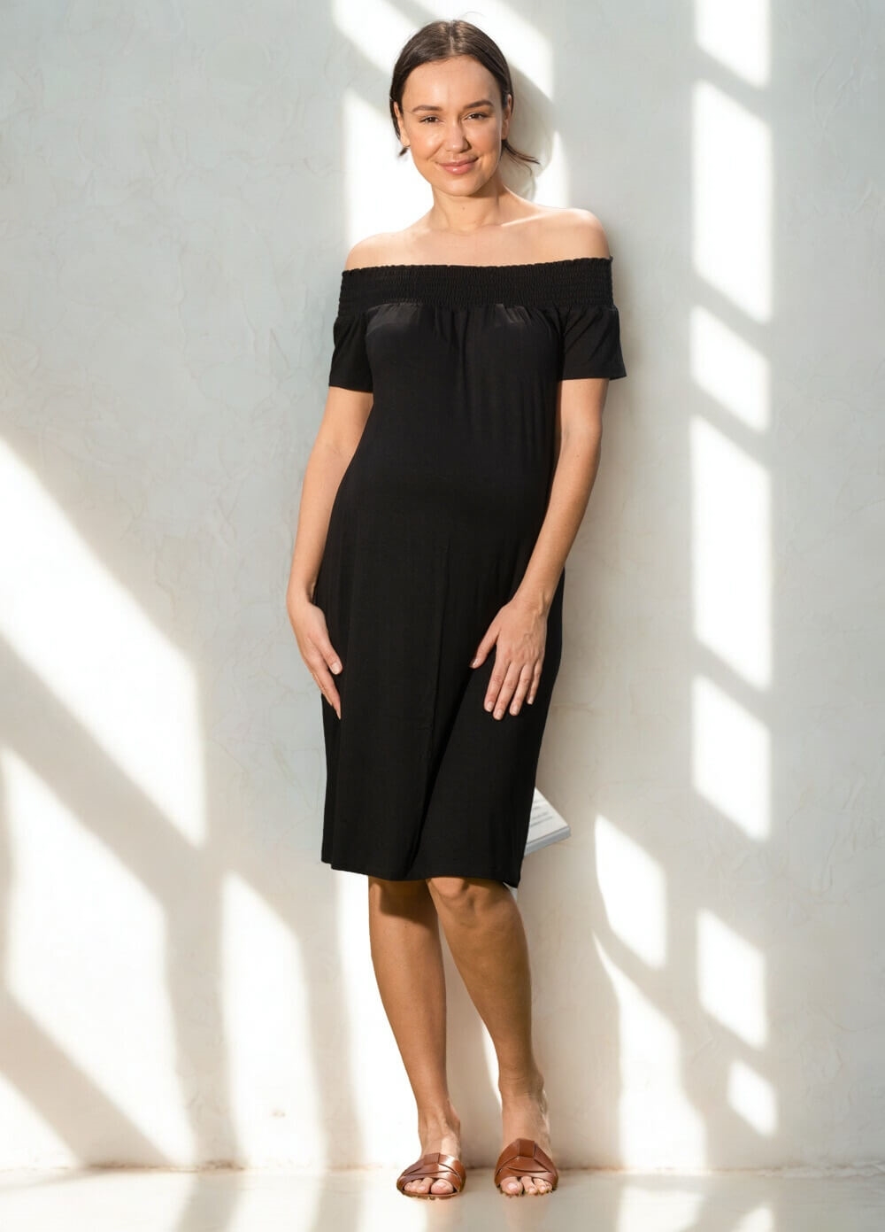 Midnight Tobiah Off The Shoulder Maternity Dress by Trimester Clothing
