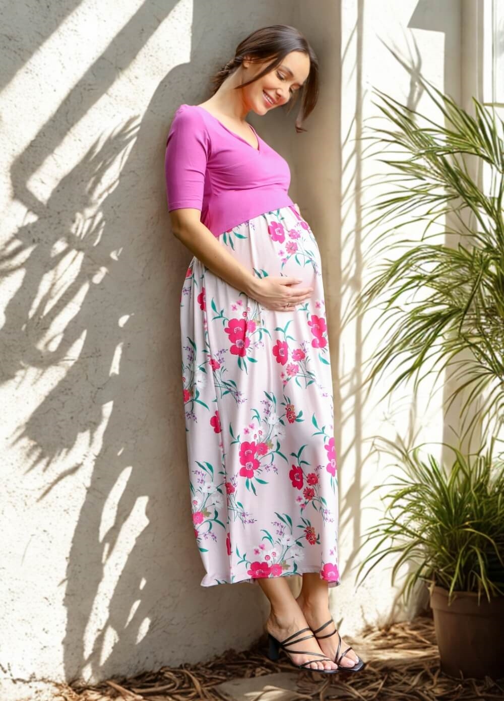 Floressa - Dahlia Crossover Maternity Nursing Maxi Dress