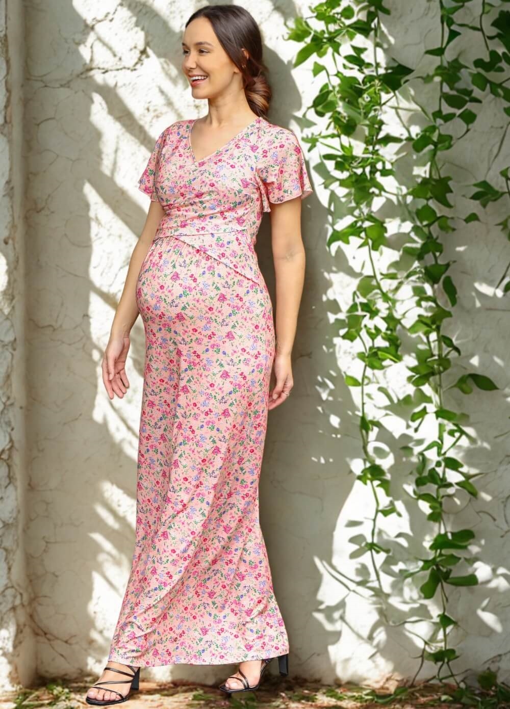 Floressa - Tearose Maternity Nursing Maxi Gown | Queen Bee