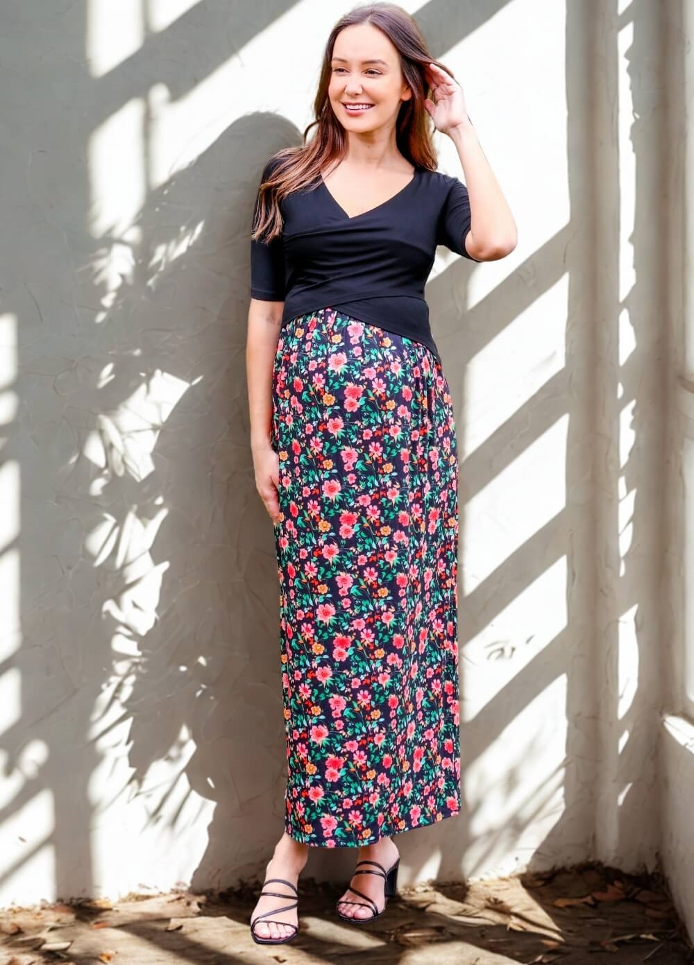 Floressa - Cassia Crossover Maternity Nursing Maxi Dress