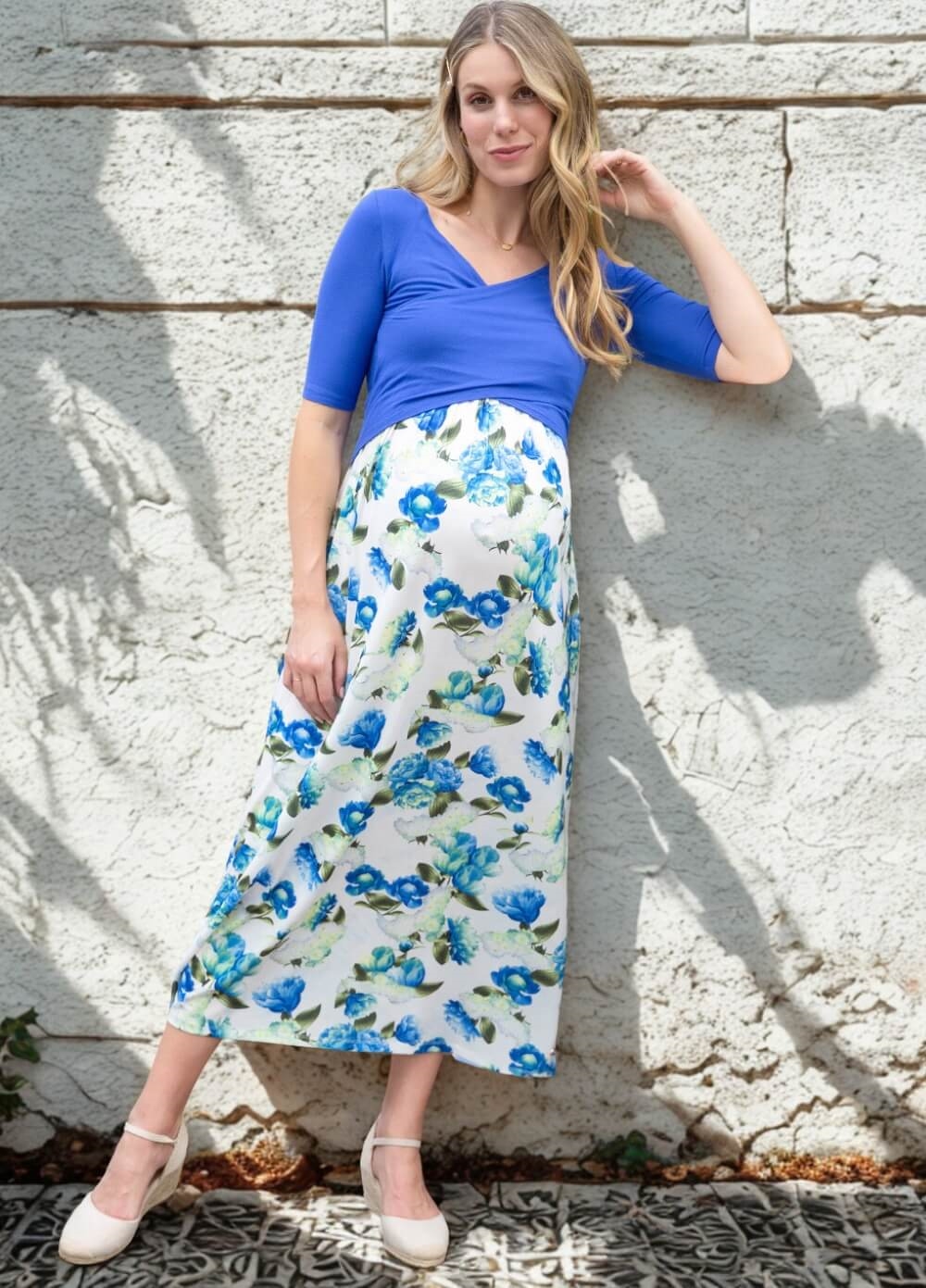 Floressa Maeve Crossover Maternity Nursing Maxi Dress | Queen Bee