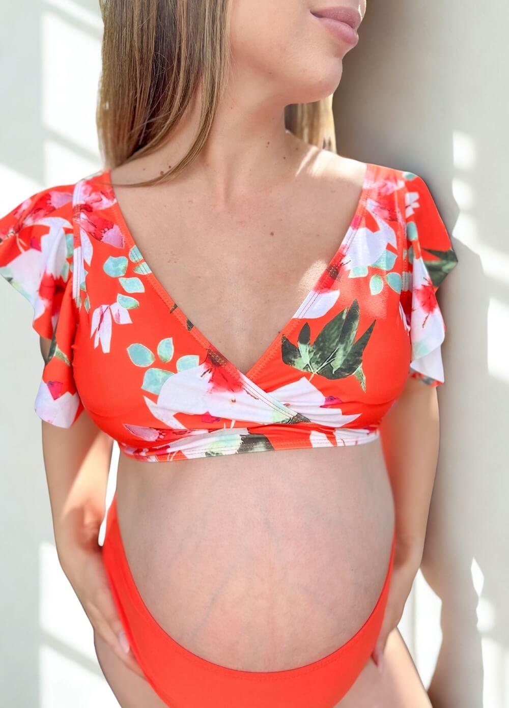 Lait & Co - Eden Maternity Bikini Set in Orange Floral | QueenBee