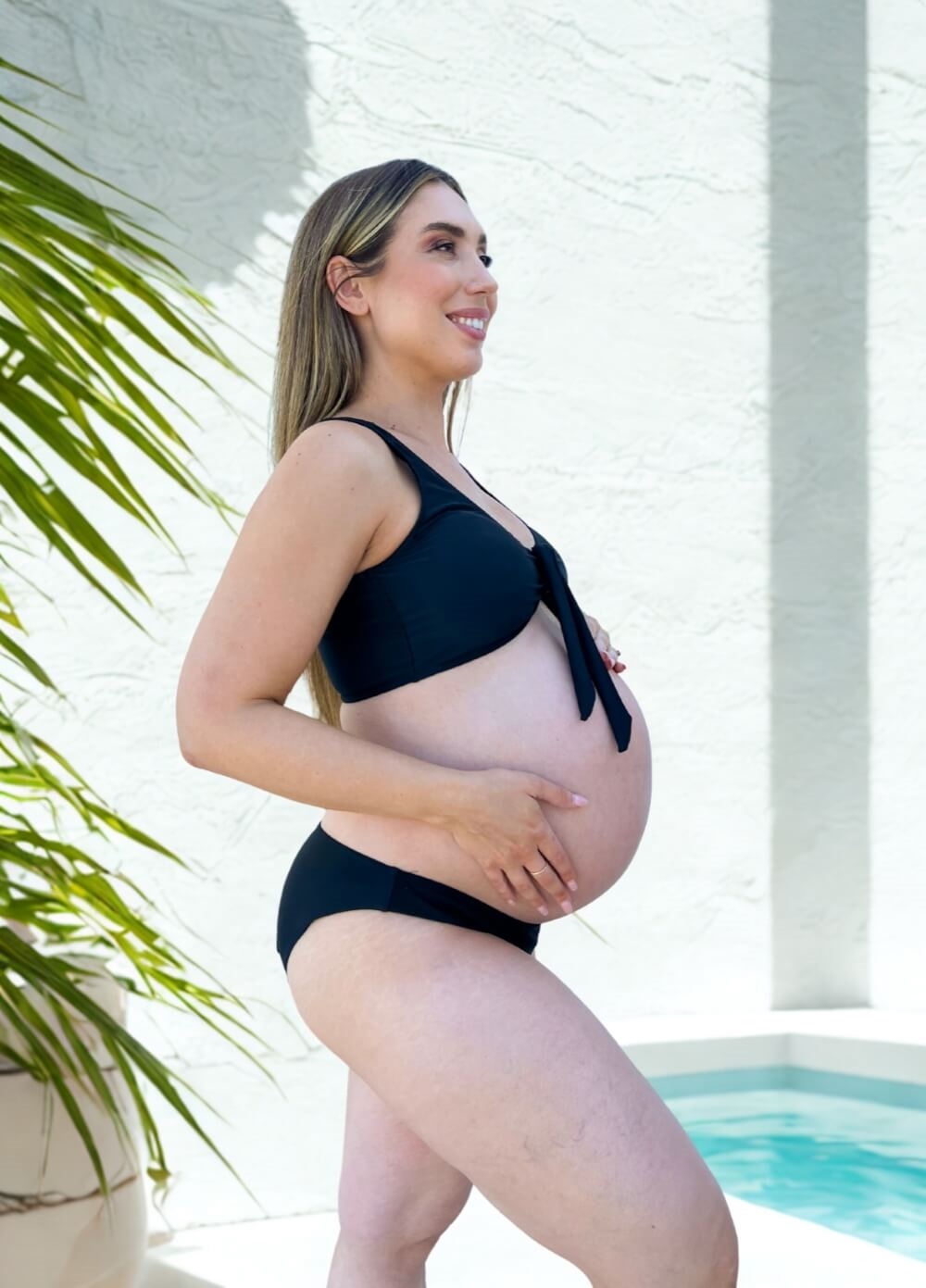 Lait & Co - Robin Tie Front Maternity Bikini Set in Black