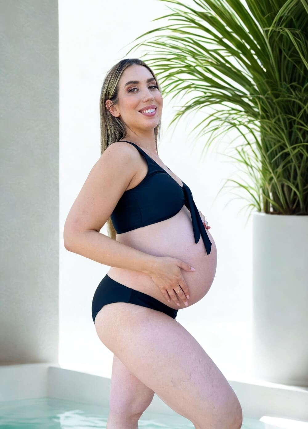 Lait & Co - Robin Tie Front Maternity Bikini Set in Black