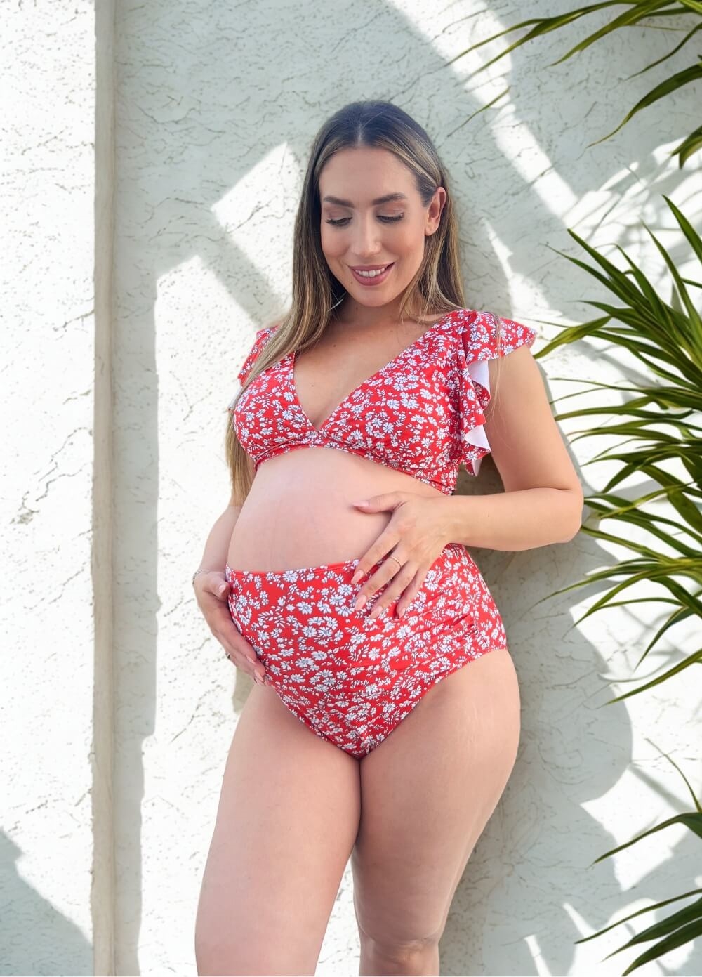 Lait & Co - Noosa Maternity Bikini Set in Red Floral | Queen Bee