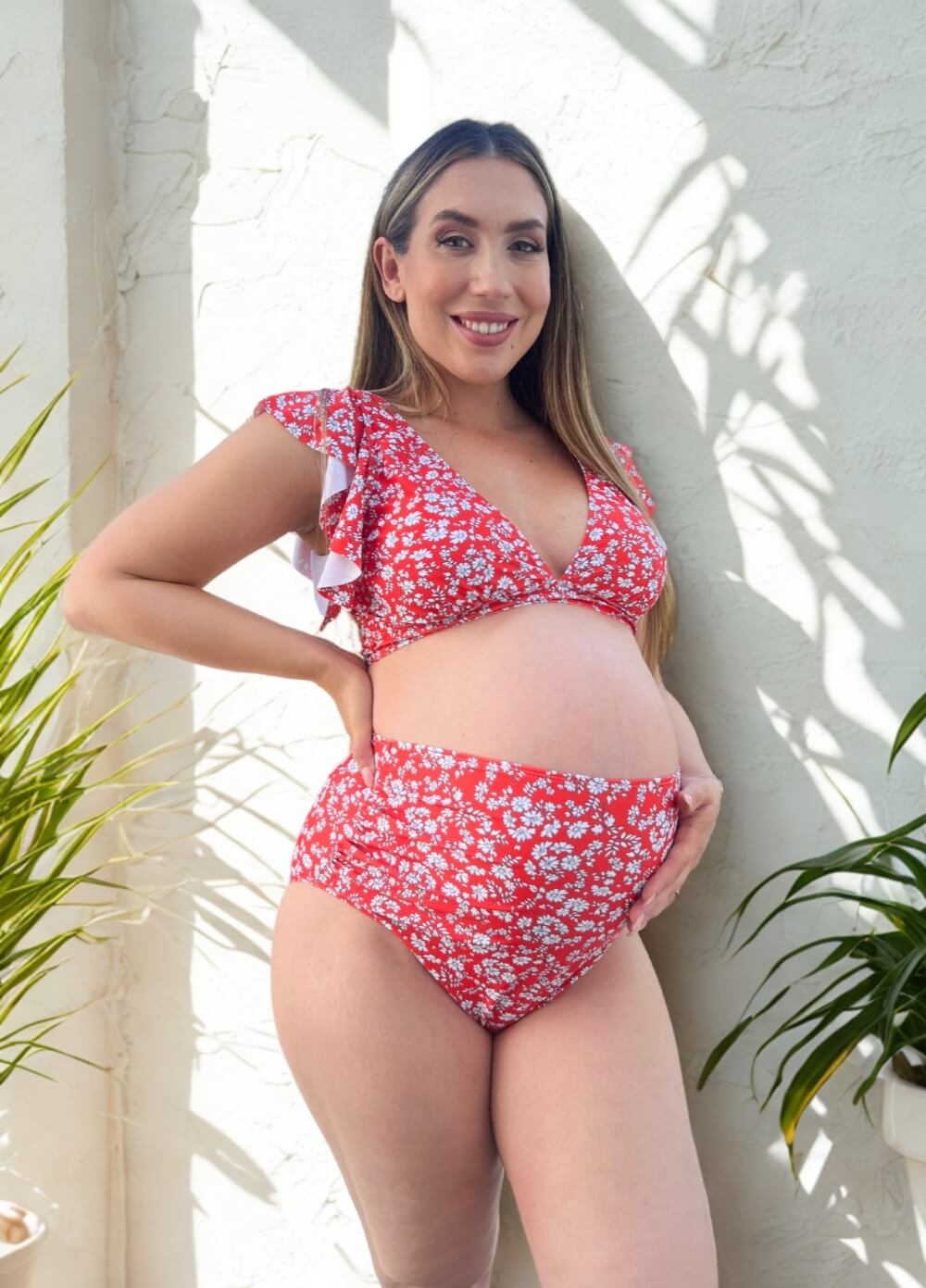Lait & Co - Noosa Maternity Bikini Set in Red Floral | Queen Bee