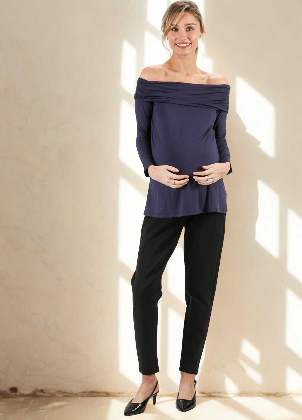 Off Shoulder Maternity Top in Navy by Maternal America 