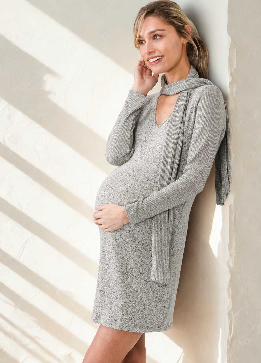 Maternal America - Scarf Tie Maternity Knit Dress | Queen Bee