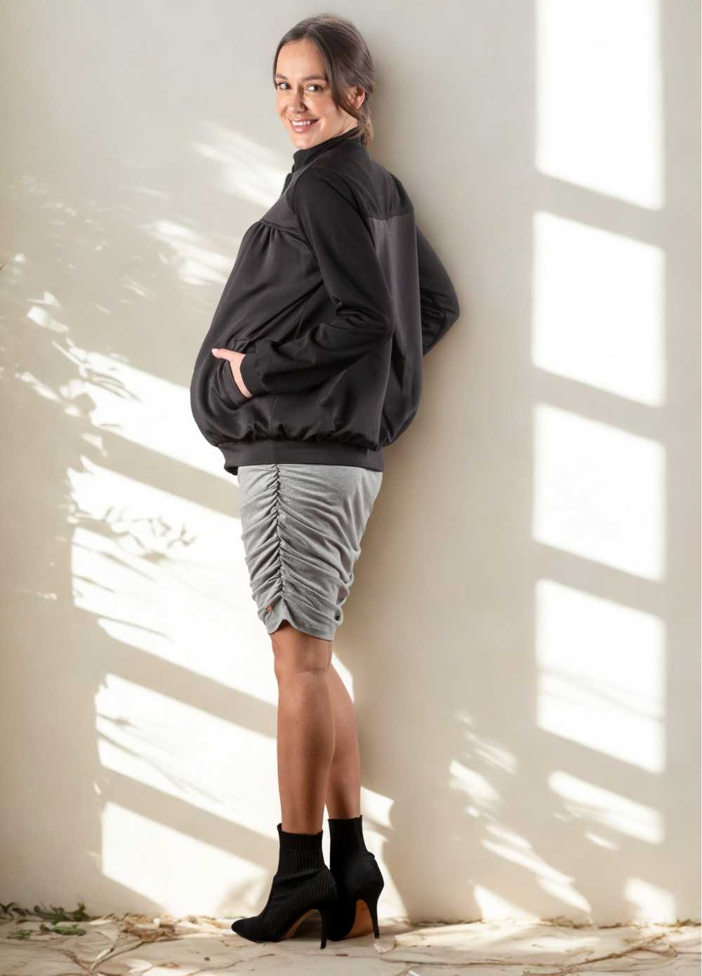 Elizabeth Maternity Bomber Jacket in Black by Imanimo