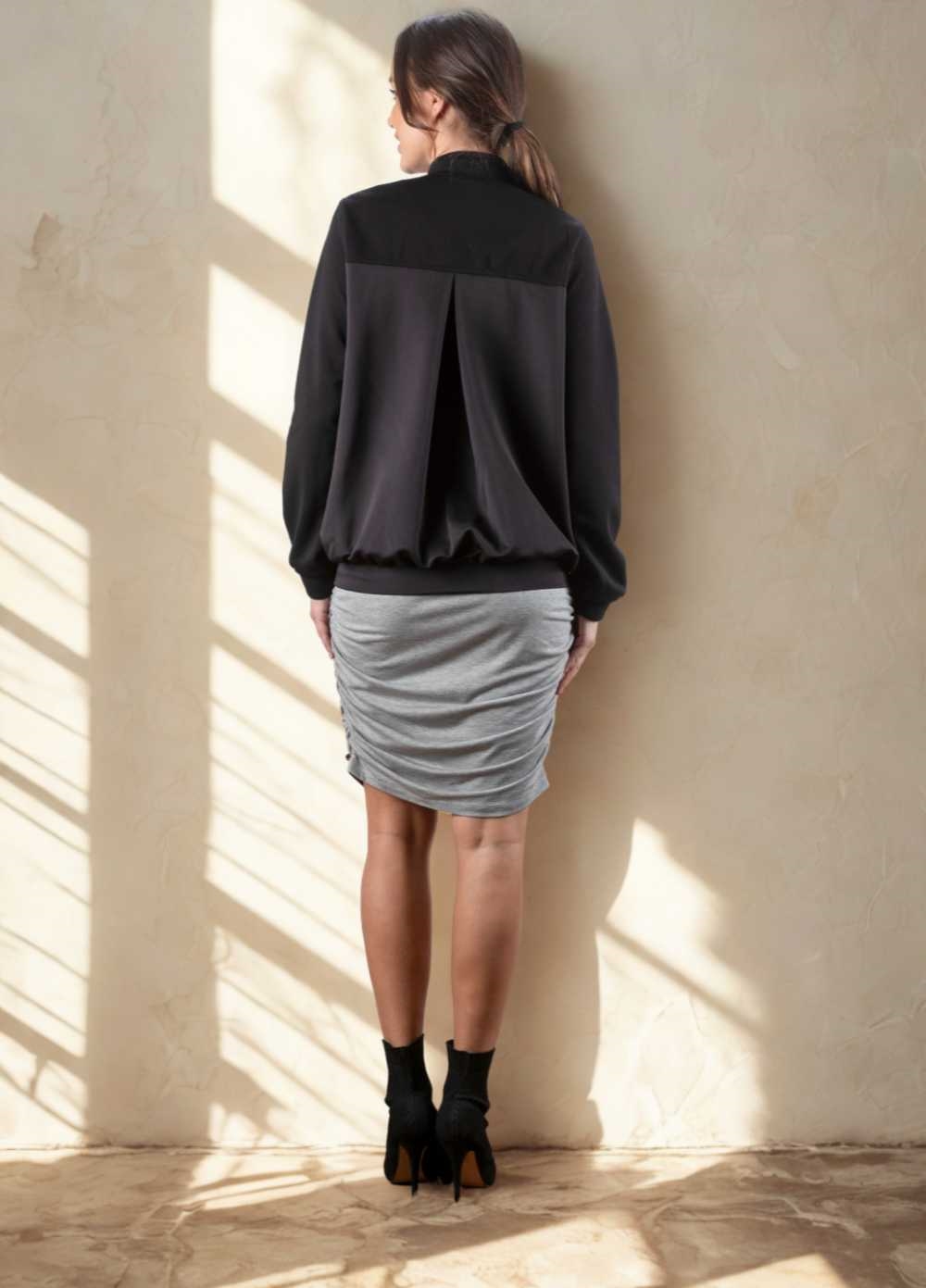 Elizabeth Maternity Bomber Jacket in Black by Imanimo
