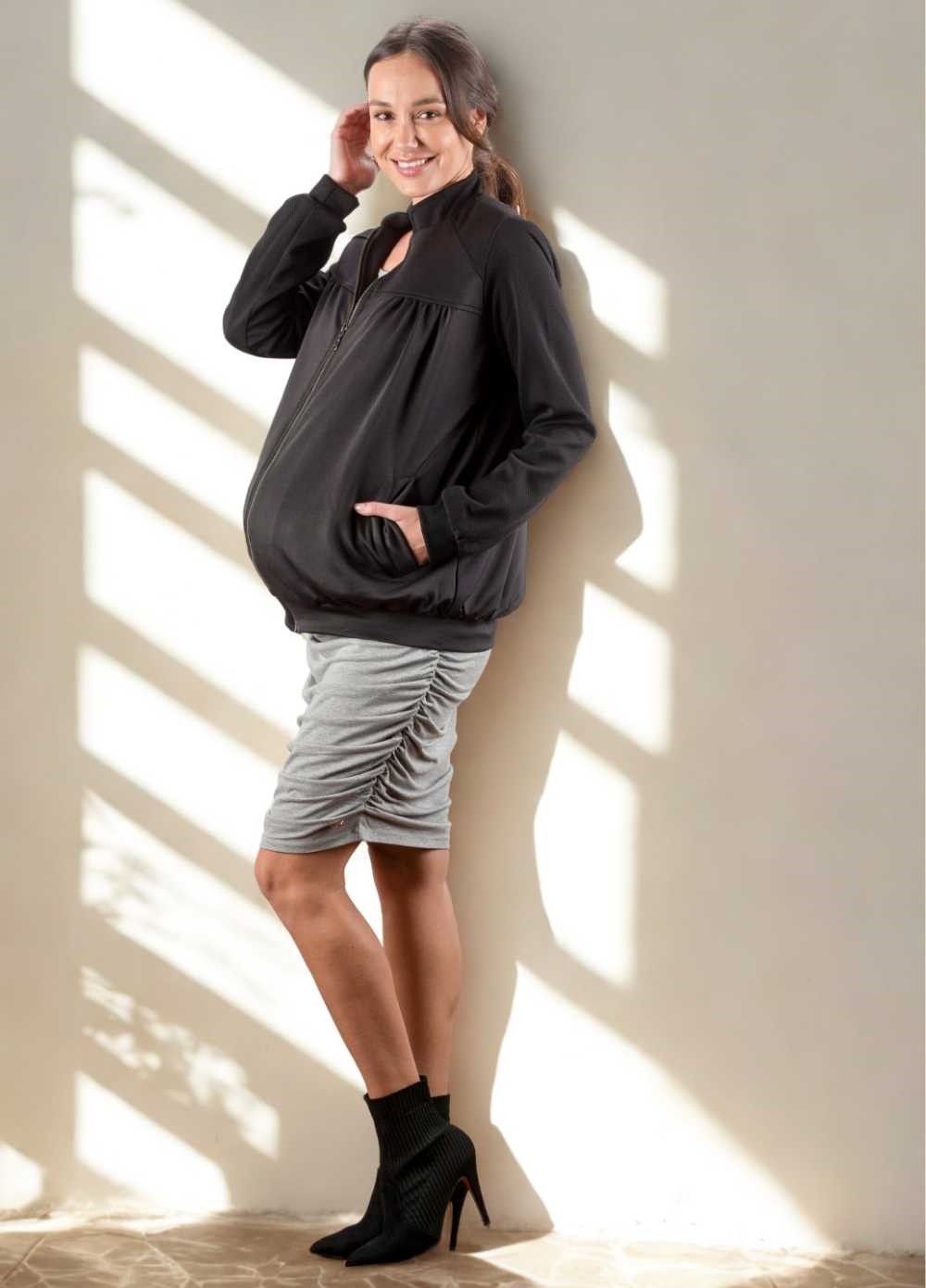 Elizabeth Maternity Bomber Jacket in Black by Imanimo