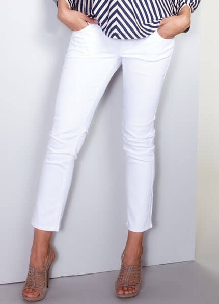 White Skinny Ankle Maternity Jeans by Maternal America