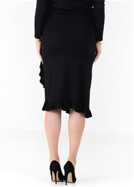 Floressa Monique Ruffle Hem Maternity Skirt in Black | Queen Bee