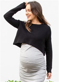 Lait & Co - Loren Ribbed Knit Maternity Crop in Black | Queen Bee