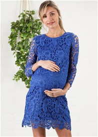 Blue Crochet Lace Maternity Dress by Maternal America